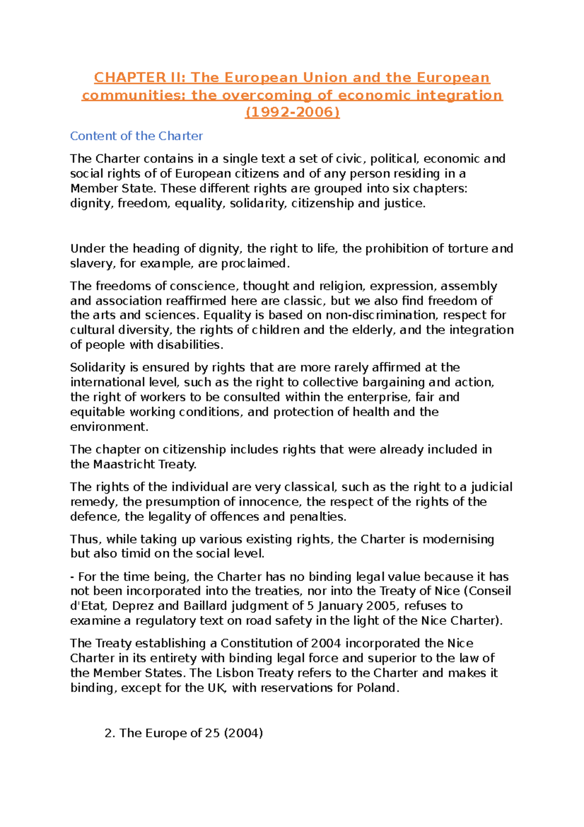 Law of European union 3 - CHAPTER II: The European Union and the ...