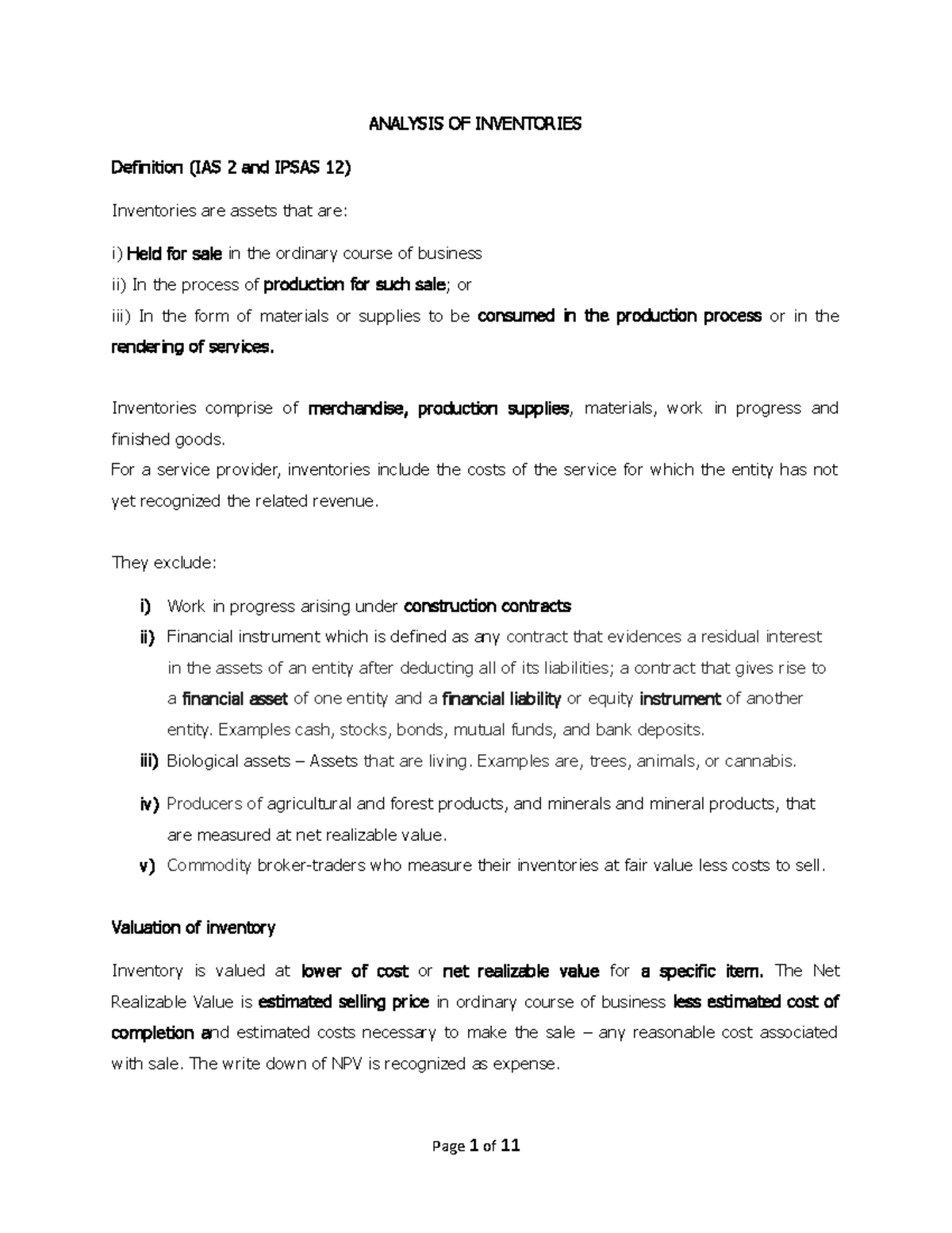 Lesson 6 Analysis OF Inventories - Financial Statement Analysis - Studocu