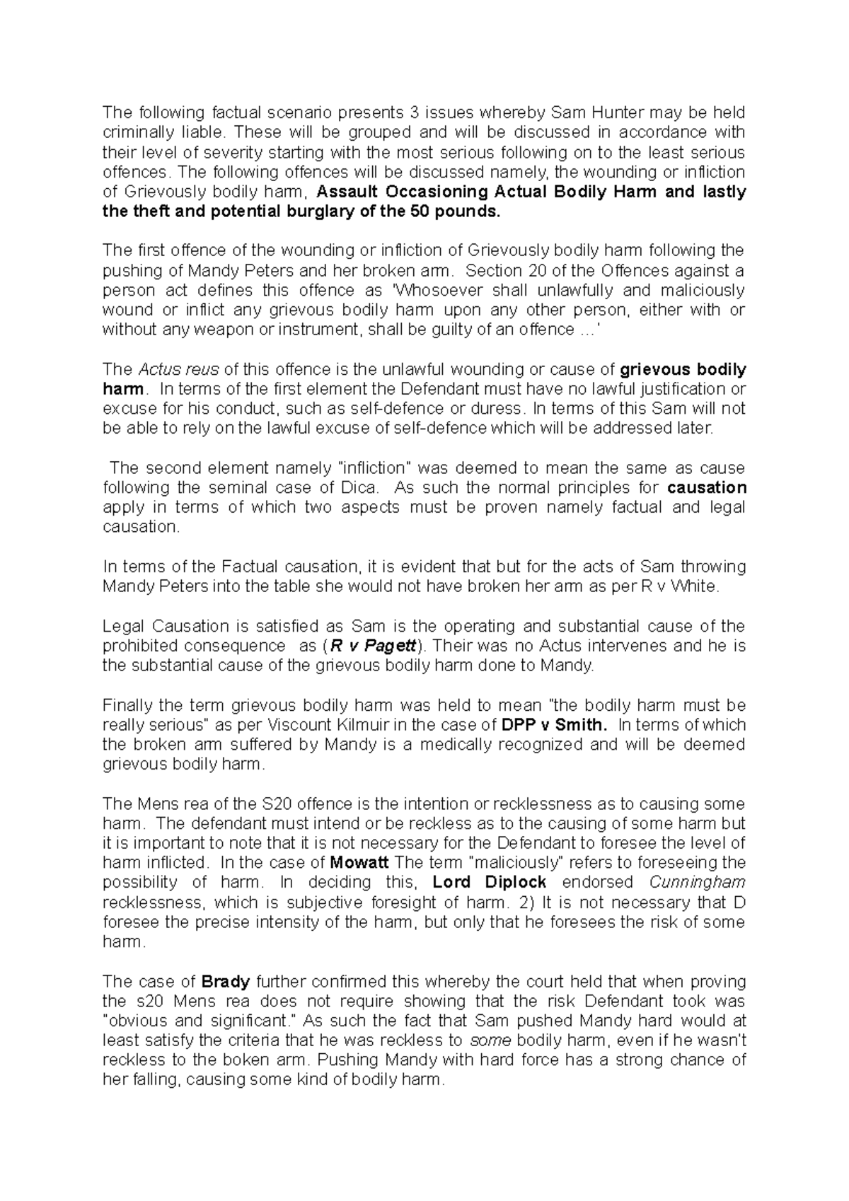 Crim Script - good - The following factual scenario presents 3 issues ...