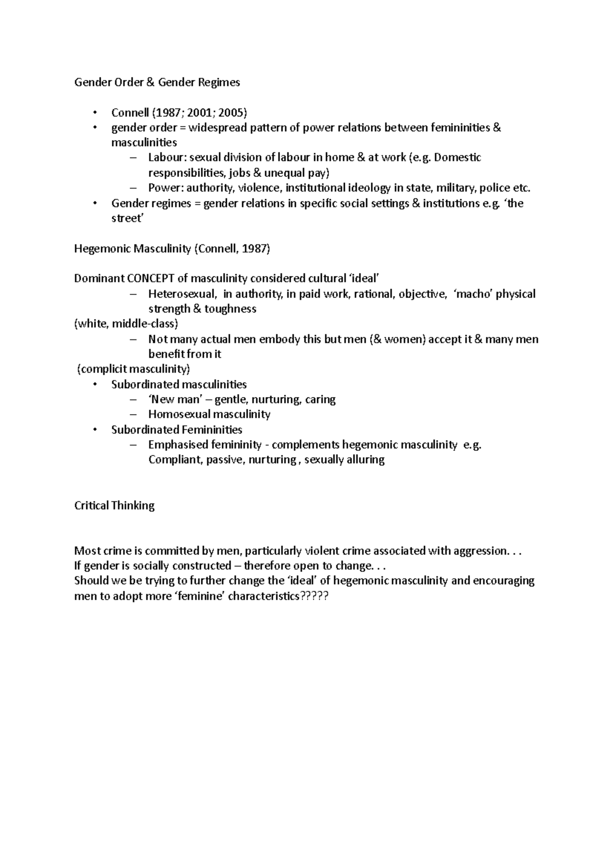 Gender Order - Domestic responsibilities, jobs & unequal pay) - Power ...