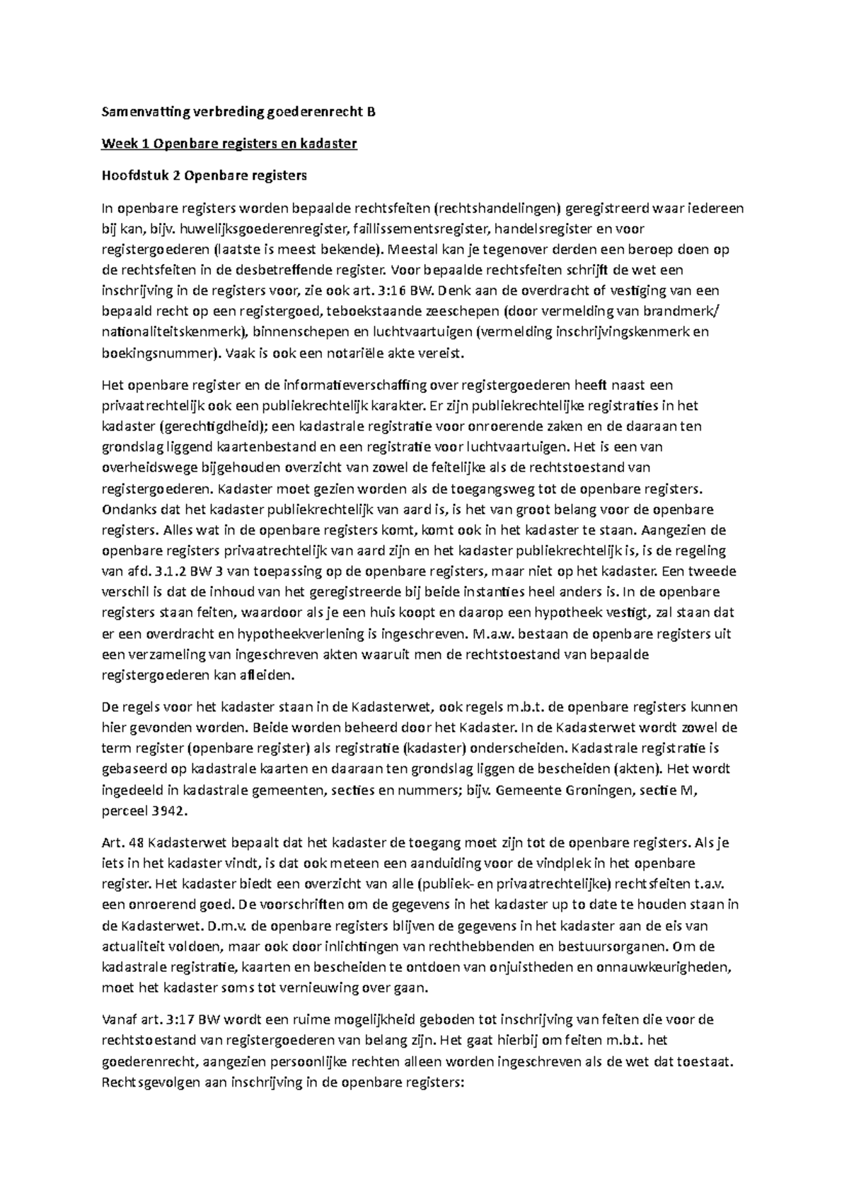 Samenvatting Verbreding Goederenrecht B - Studeersnel