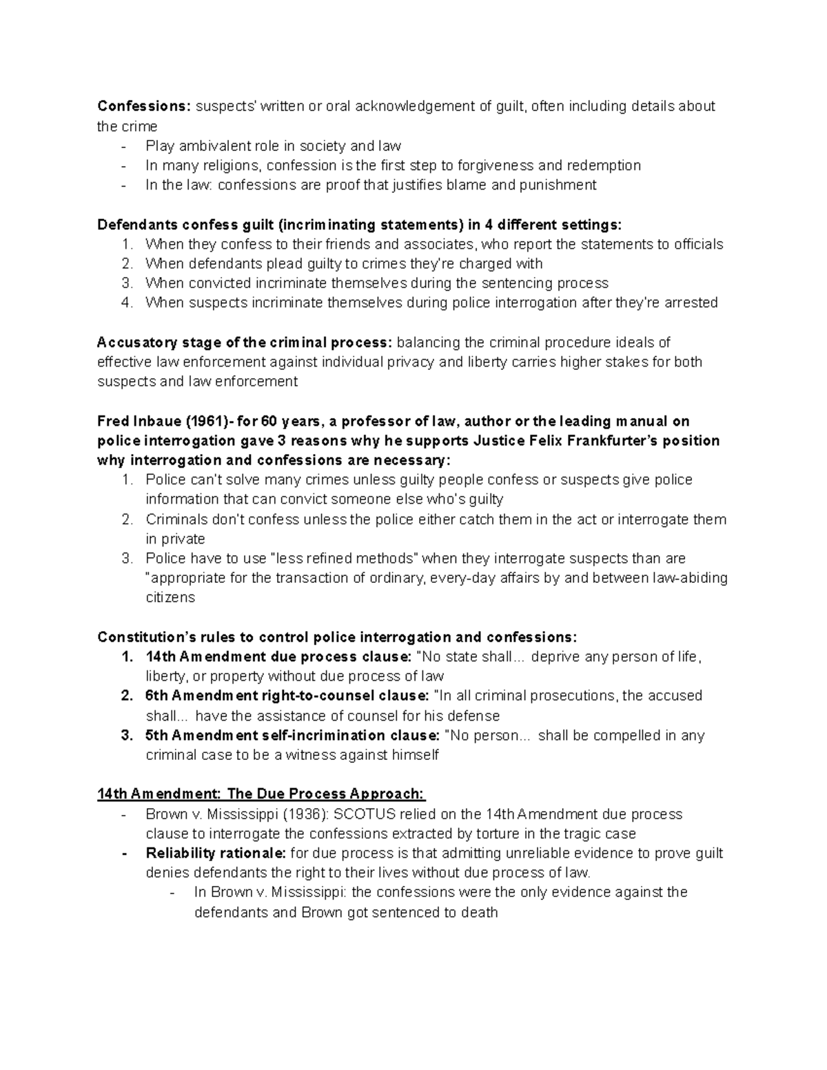 Chapter 8 Crim. Procedure - Confessions: suspects’ written or oral ...