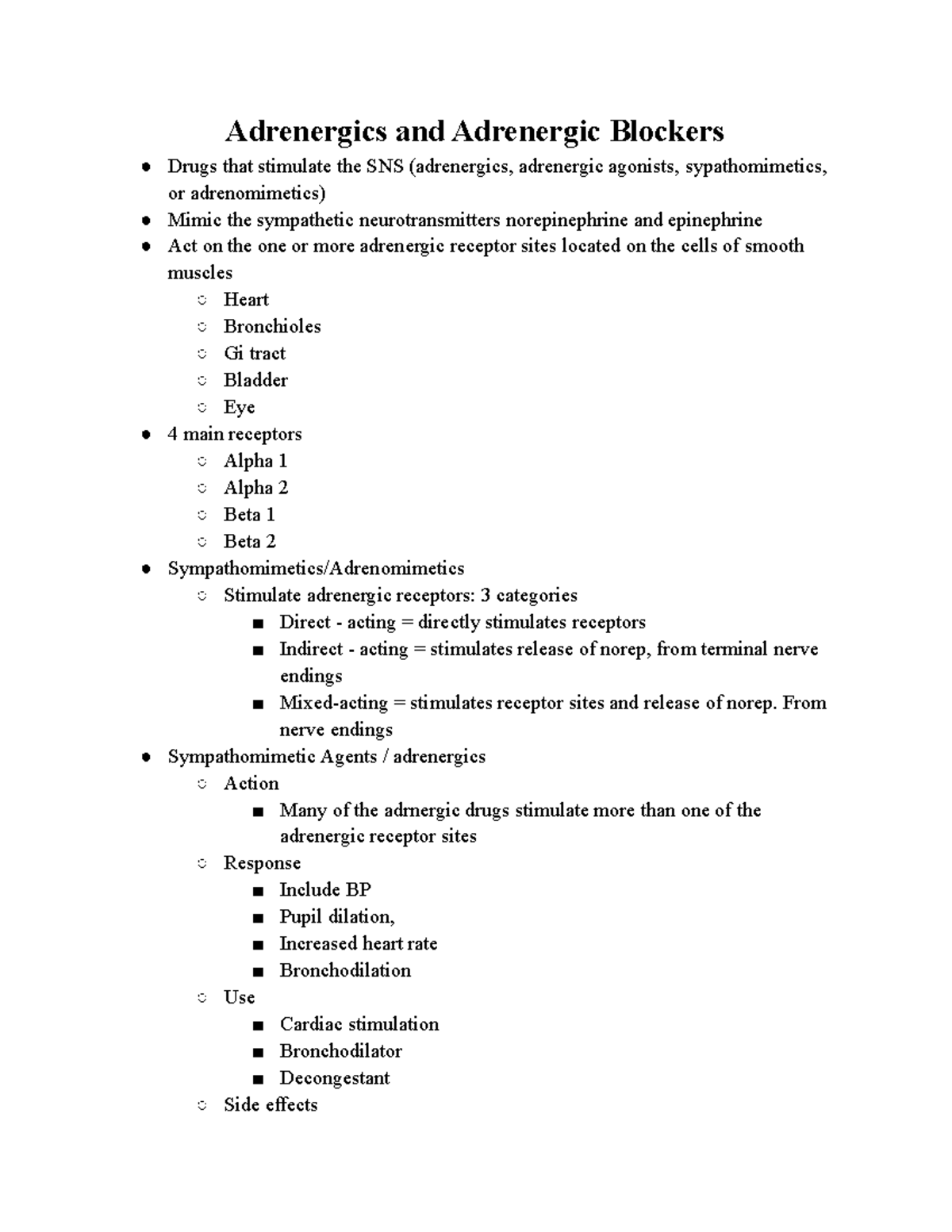 Adrenergics And Adrenergic Blockers - From Nerve Endings ...