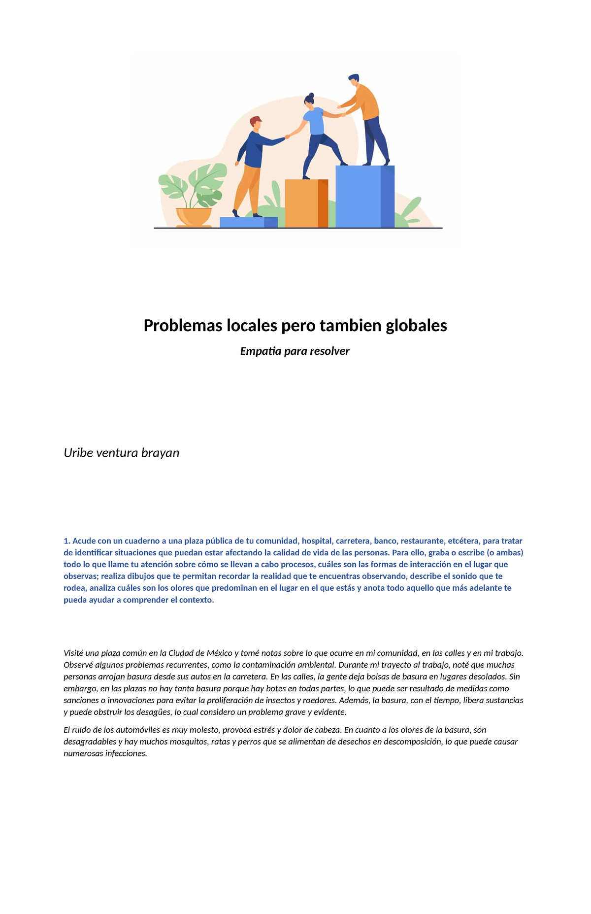 A7 UVB - actividad 7 - Problemas locales pero tambien globales Empatia ...