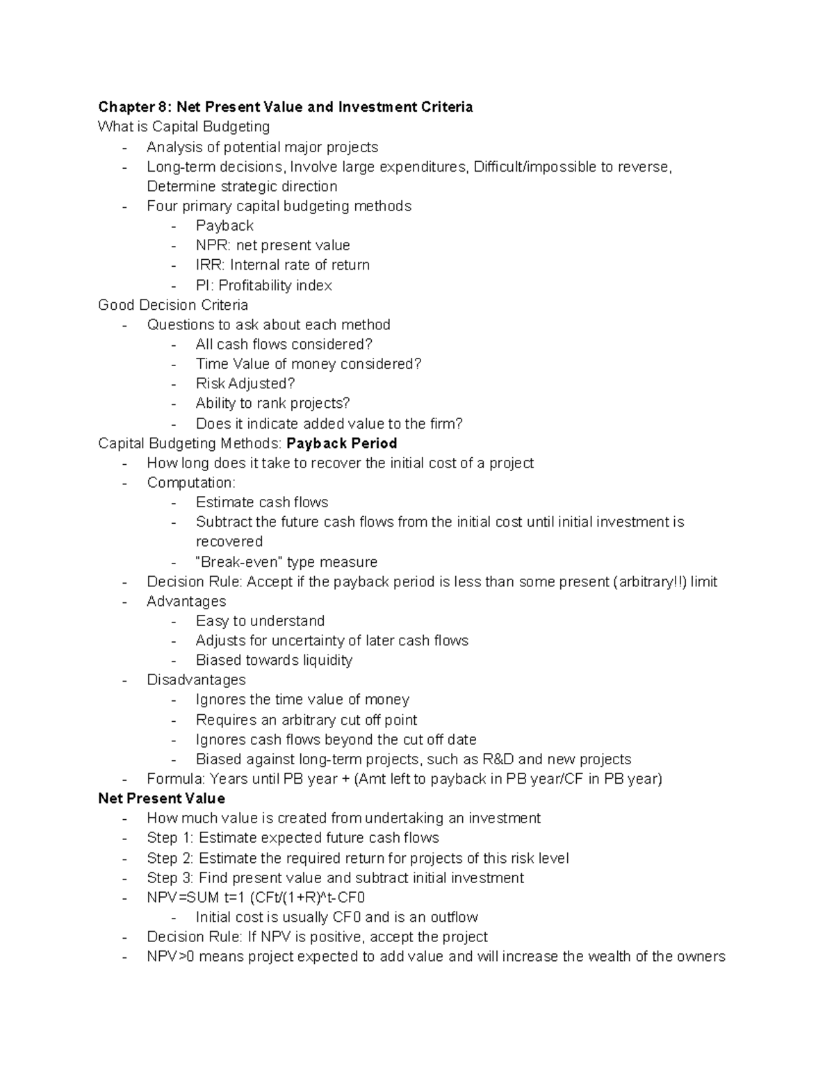 chapter-8-notes-chapter-8-net-present-value-and-investment-criteria