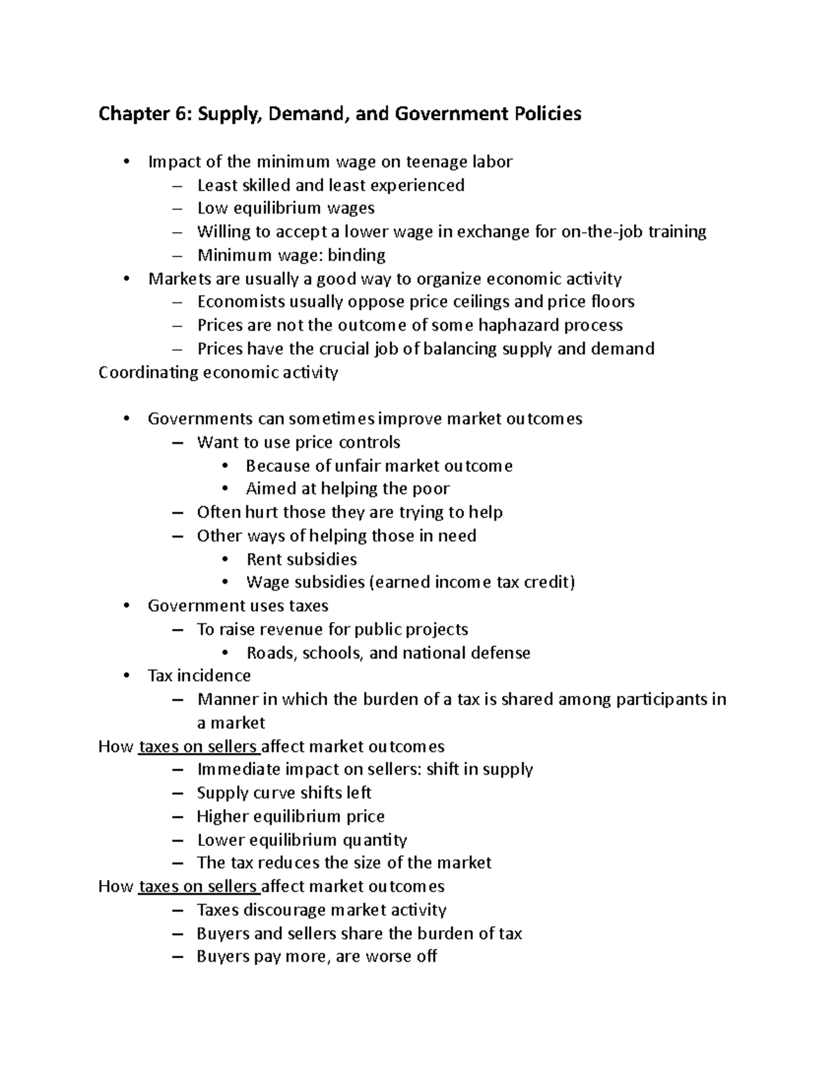 Chapter 6 Part 3 Supply, Demand, and Government Policies Chapter