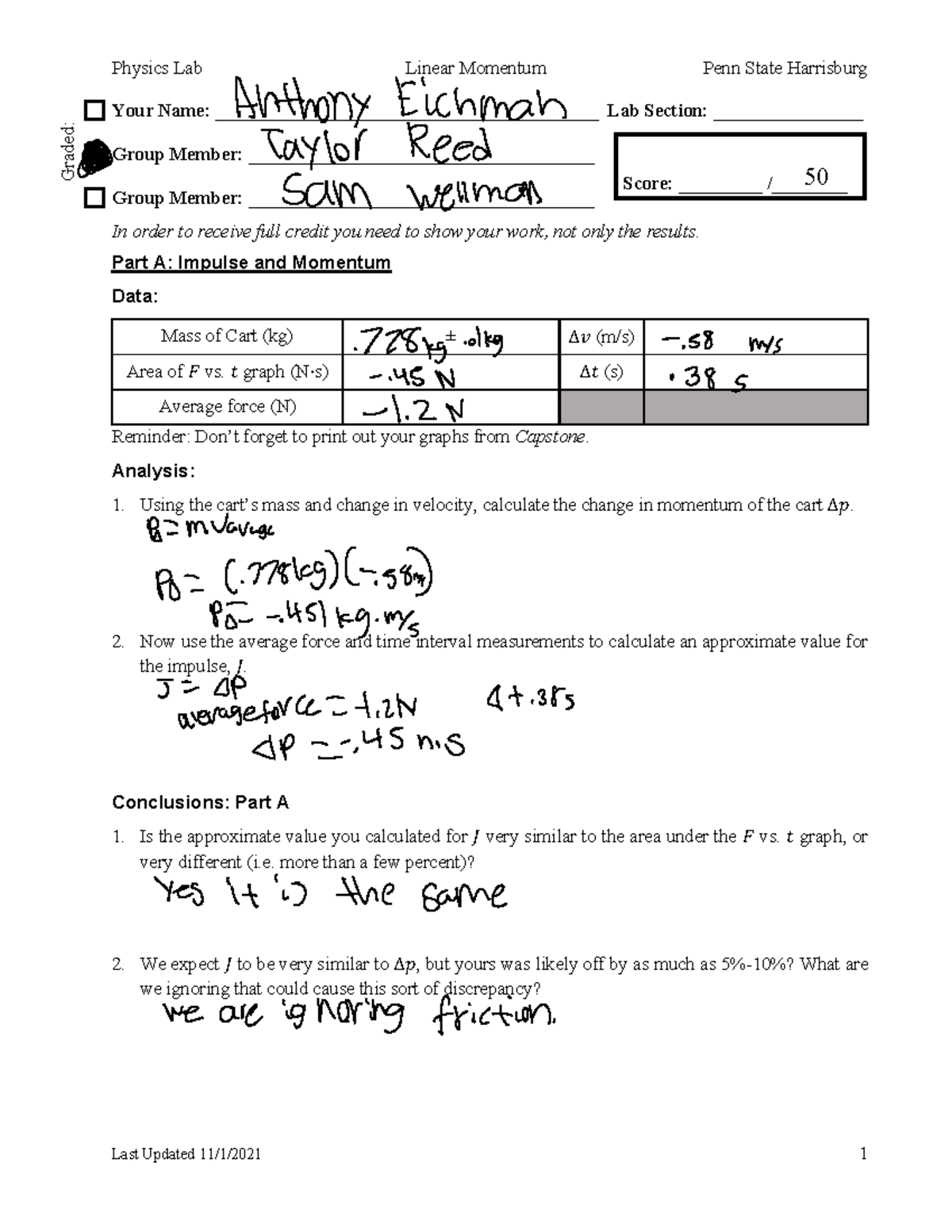 linear-momentum-template-score-your-name-studocu