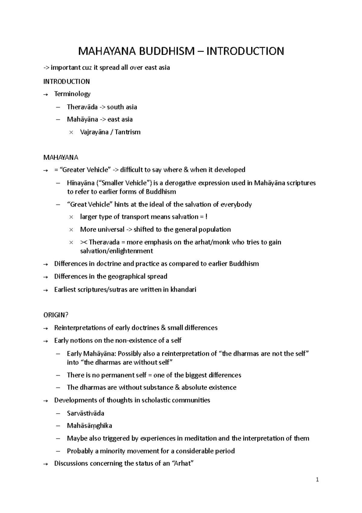 Mahayana Buddhism MAHAYANA BUDDHISM INTRODUCTION > important cuz