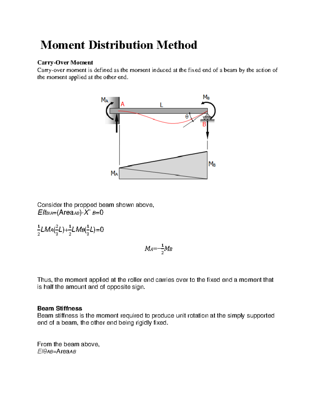 Moment Distribution Method Moment Distribution Method CarryOver