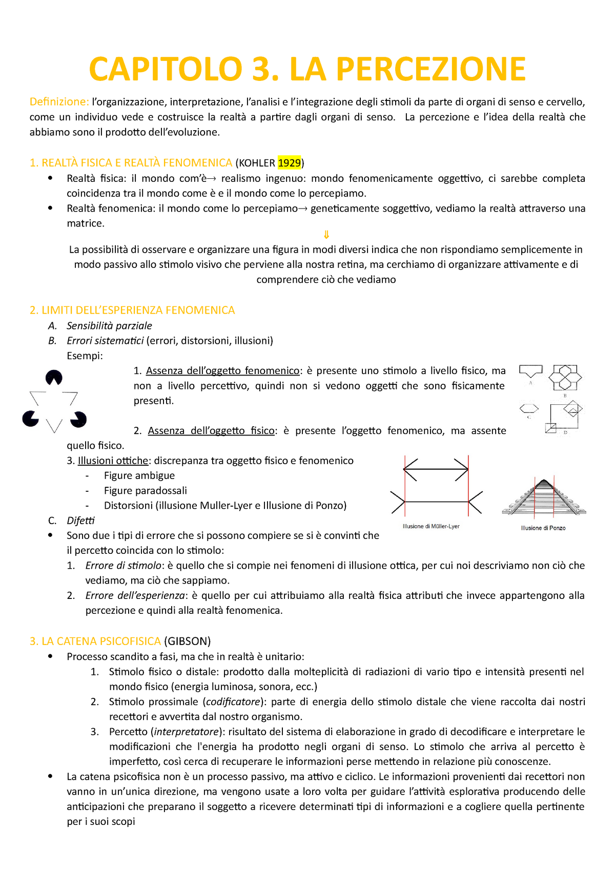 La Percezione - Riassunto Psicologia Generale - CAPITOLO 3. LA ...