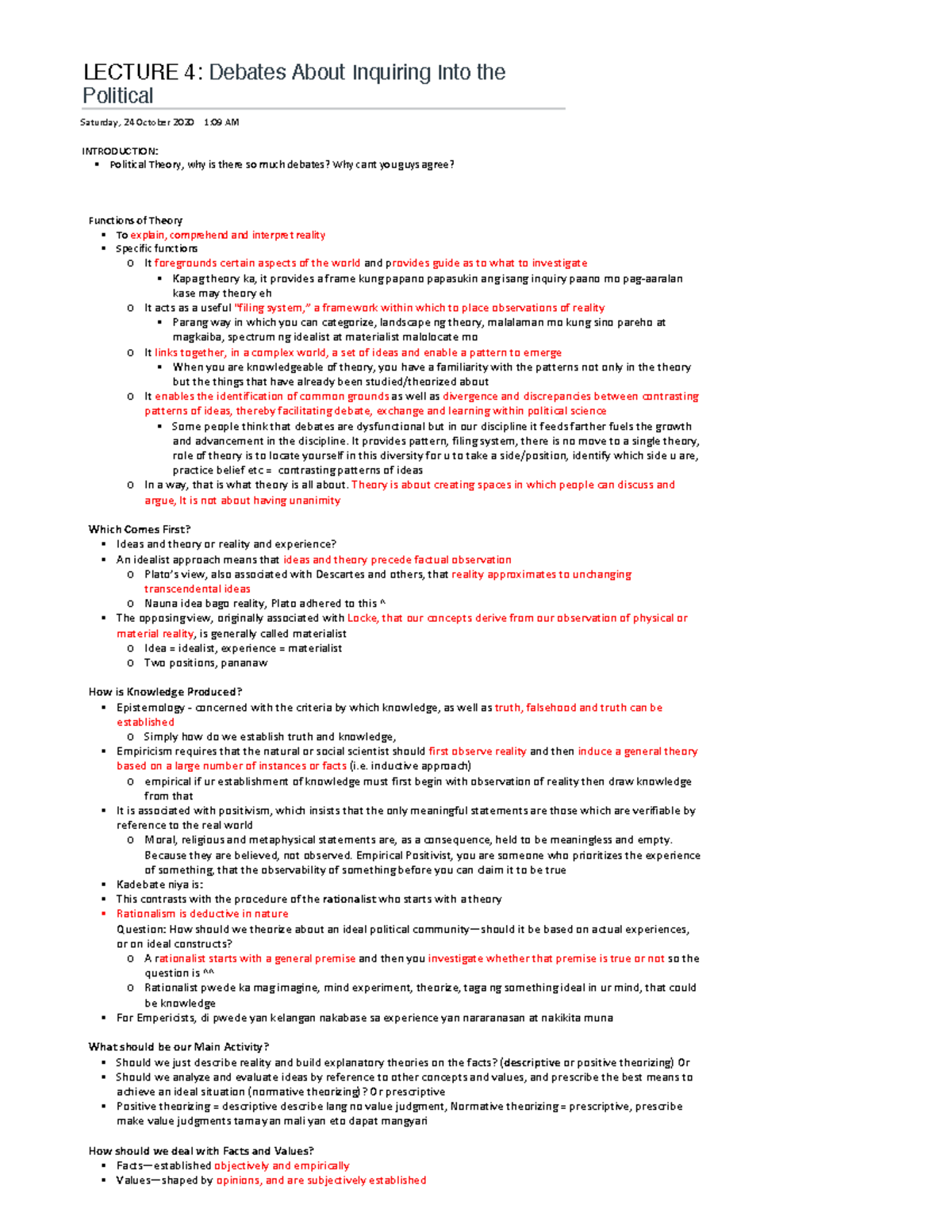 Political Inquiry - LECTURE 4: Debates About Inquiring Into the ...