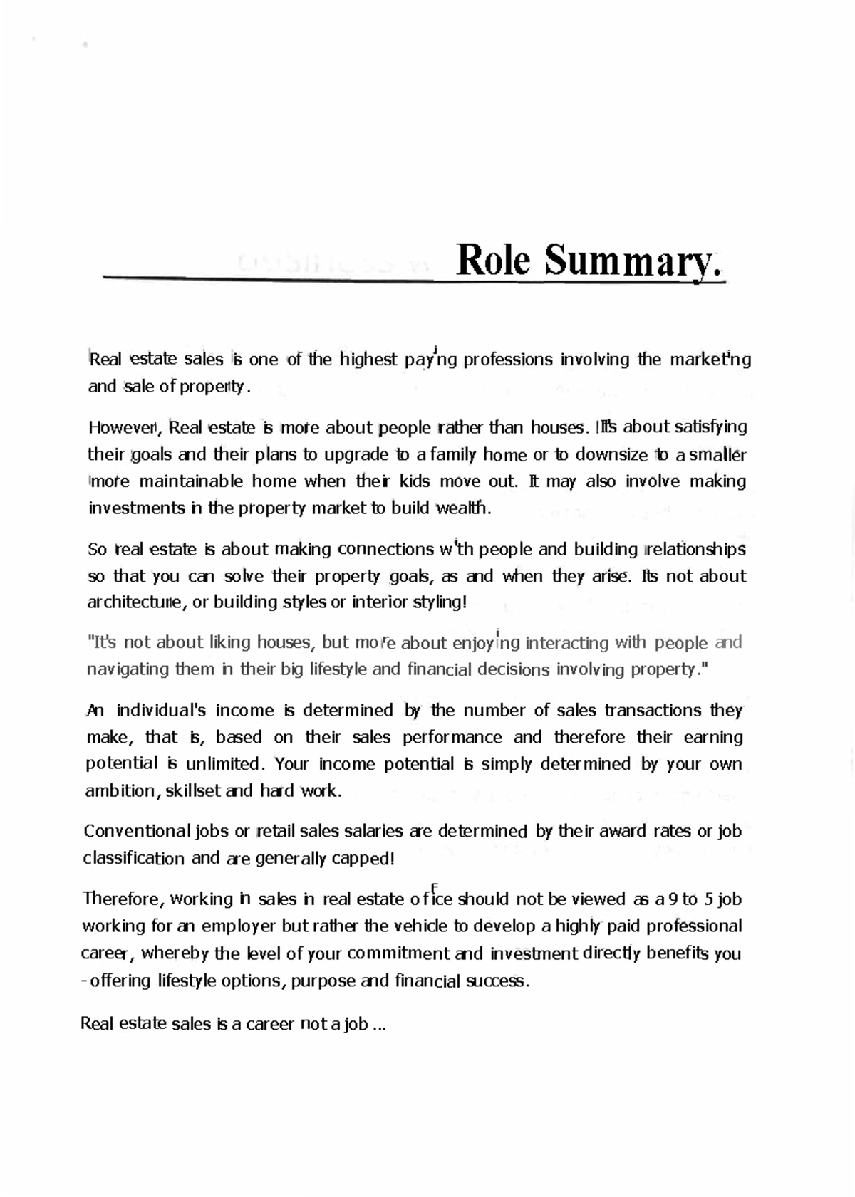 Real Estate Sales Defined - Role Summary. Real estate sales is one of ...