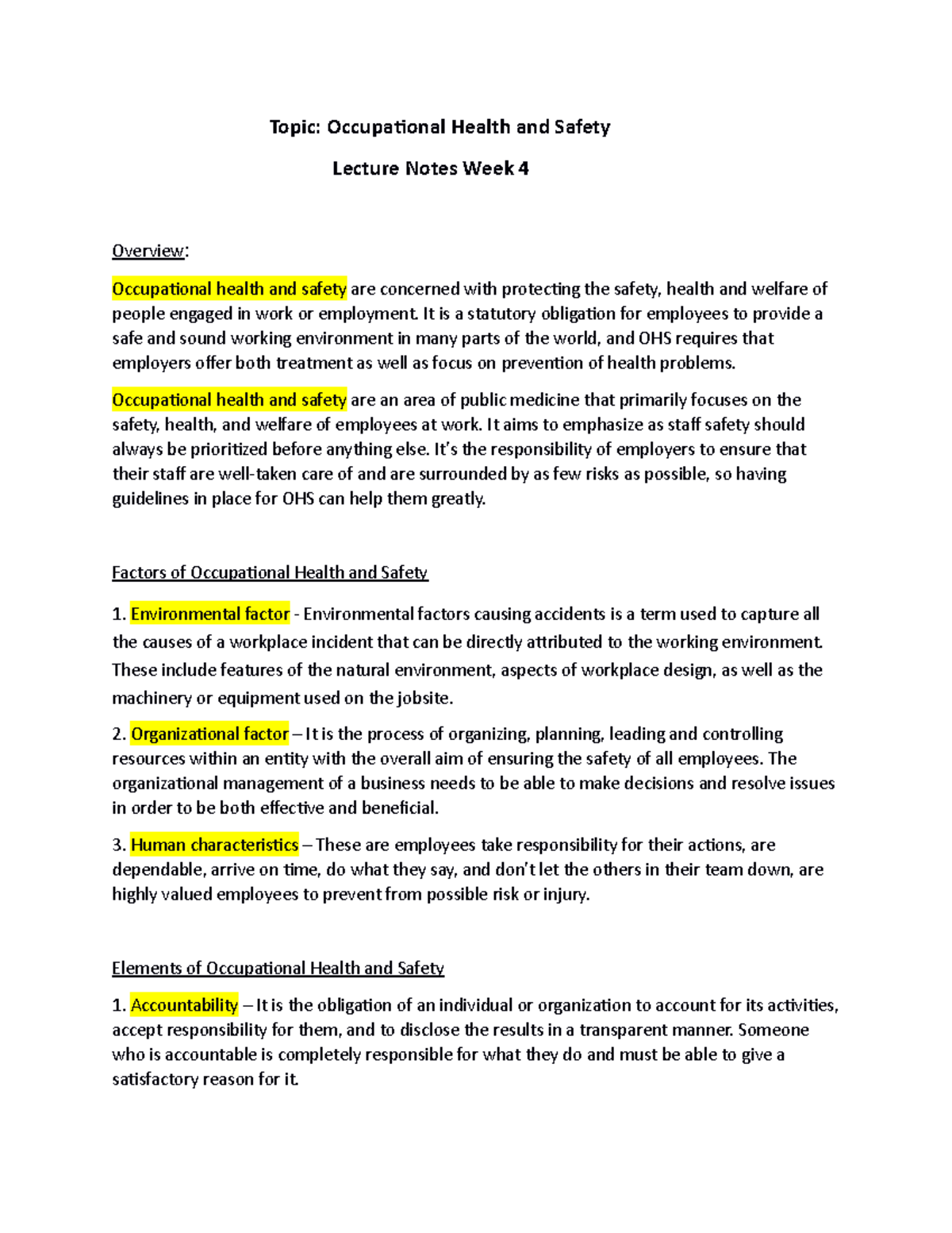 occupational health and safety thesis topics