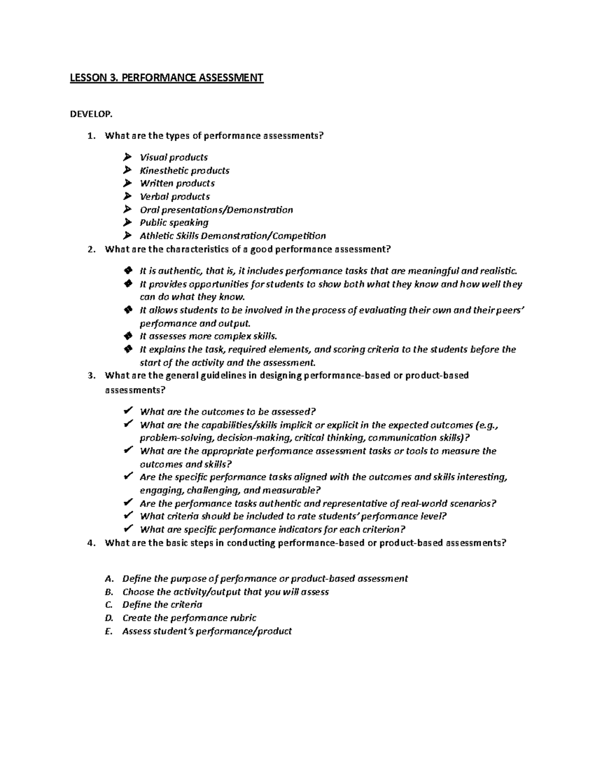 Unit 2 Assessment Form A Answer Key