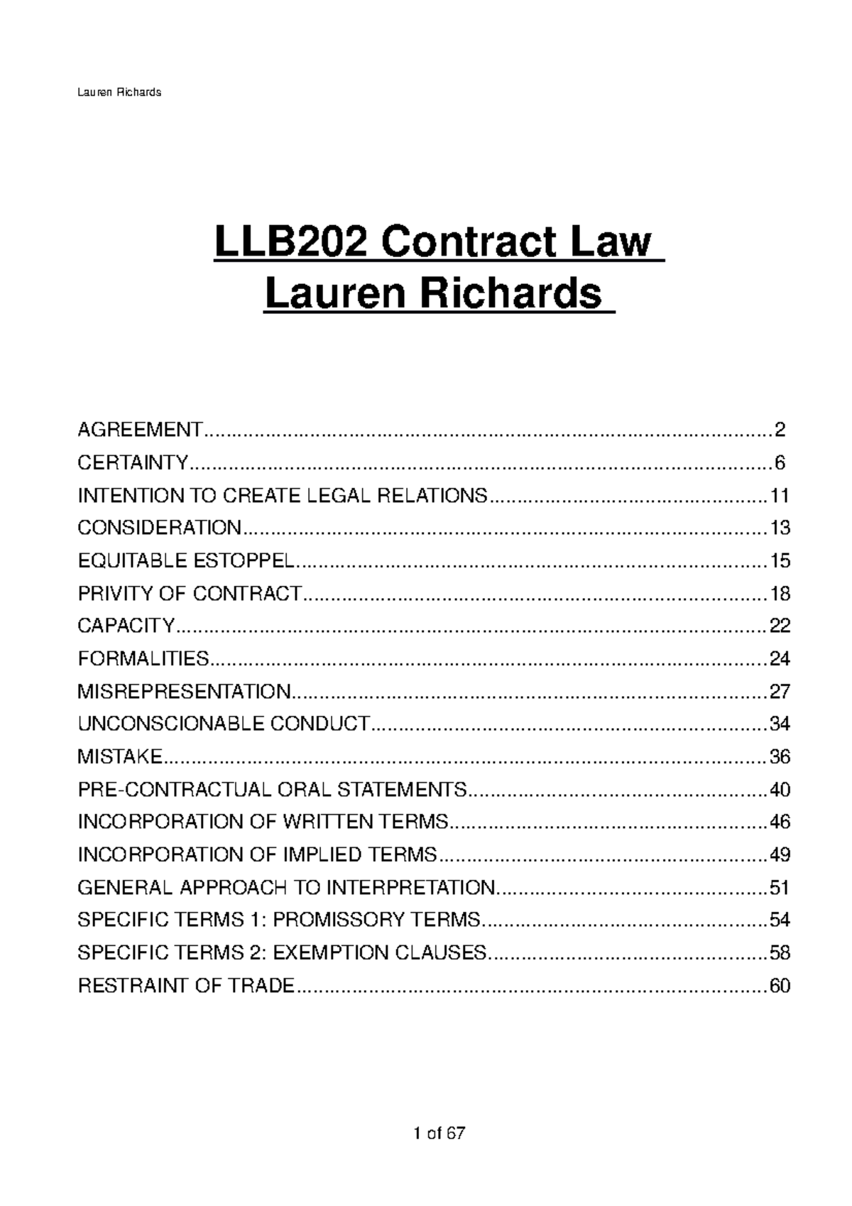 Contracts Study Notes - LLB202 Contract Law - Studocu