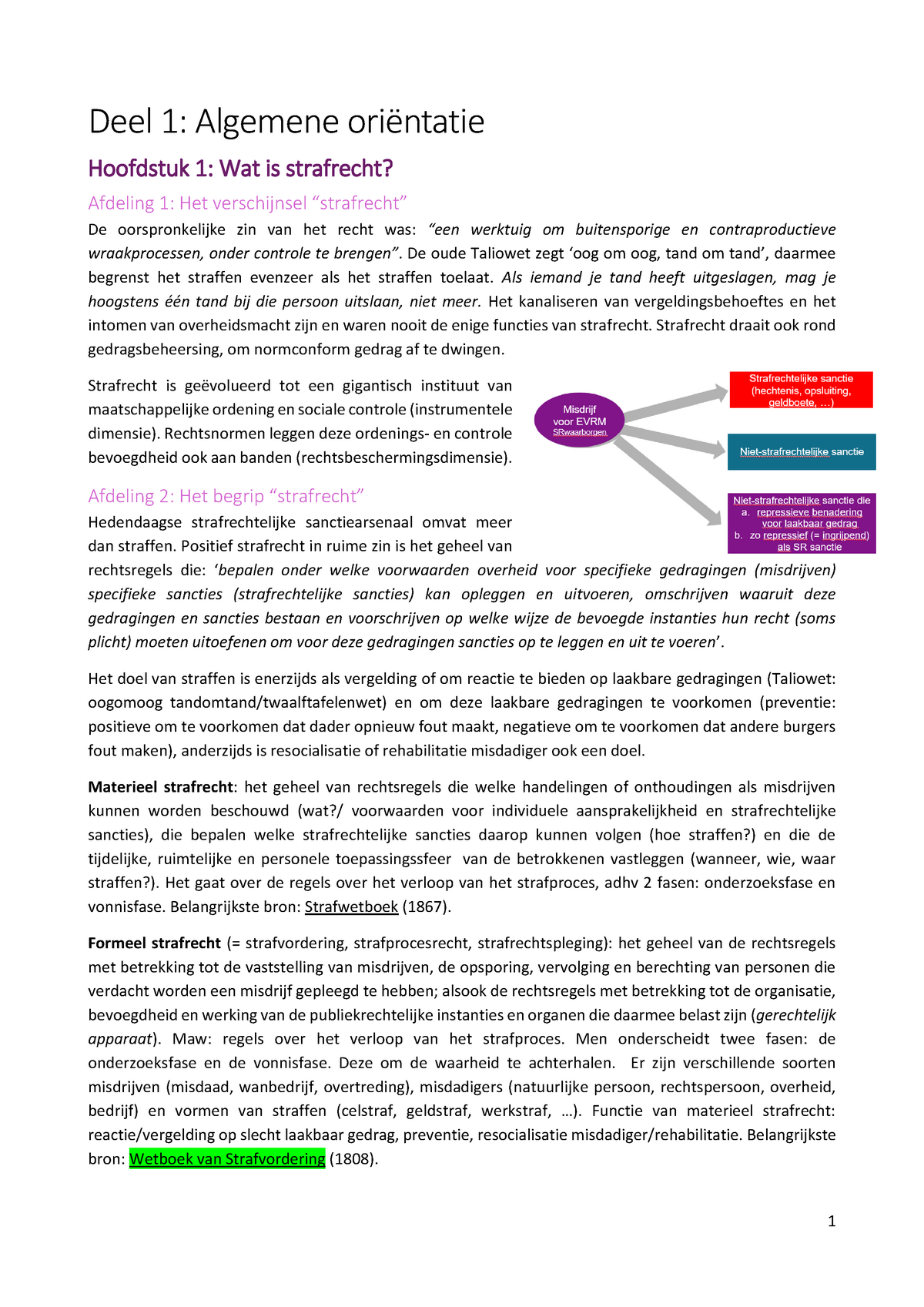 Samenvatting Strafrecht En Strafprocesrecht 2 2016-2017 - Deel 1 ...