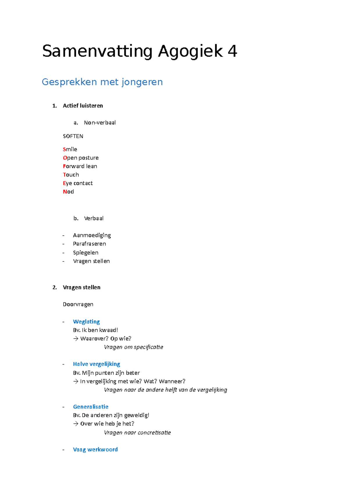 Samenvatting Compleet Samenvatting Agogiek Gesprekken Met