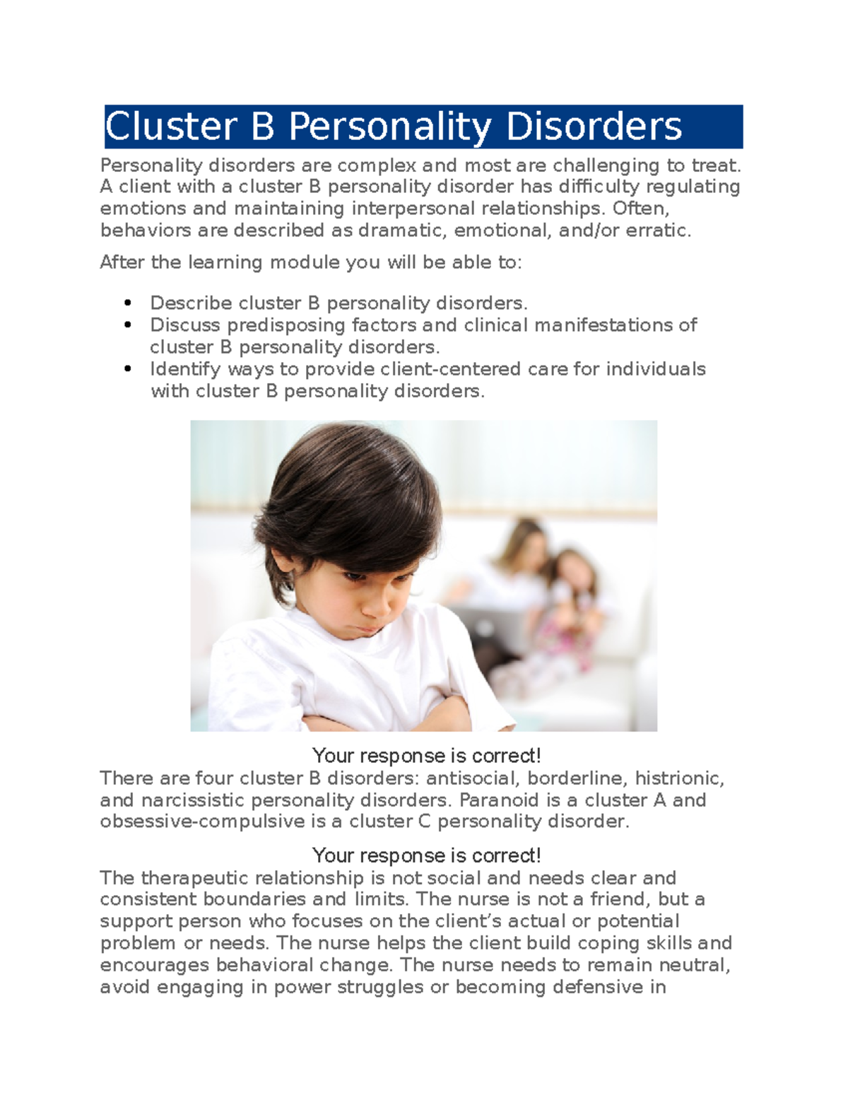 Cluster B Personality Disorders - Cluster B Personality Disorders ...