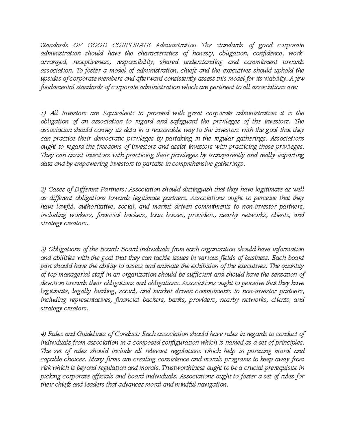 2 - financial notes - Standards OF GOOD CORPORATE Administration The ...