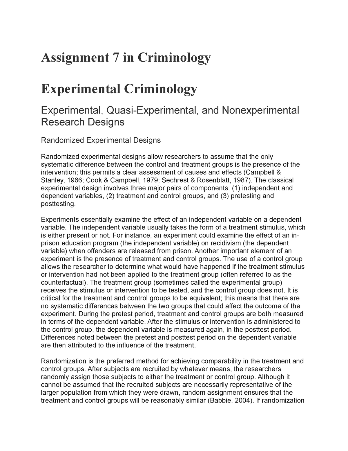 experimental criminology examples