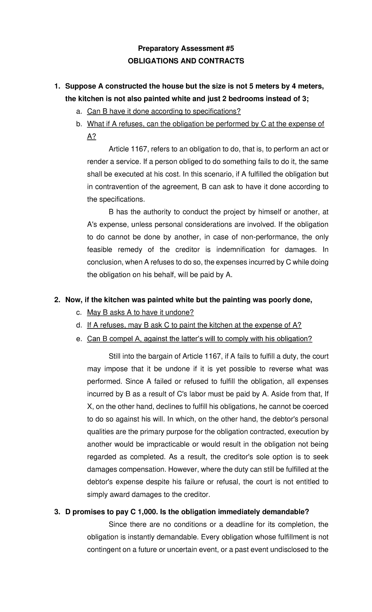 Oblicon - Preparatory Assessment 5 - Preparatory Assessment ...