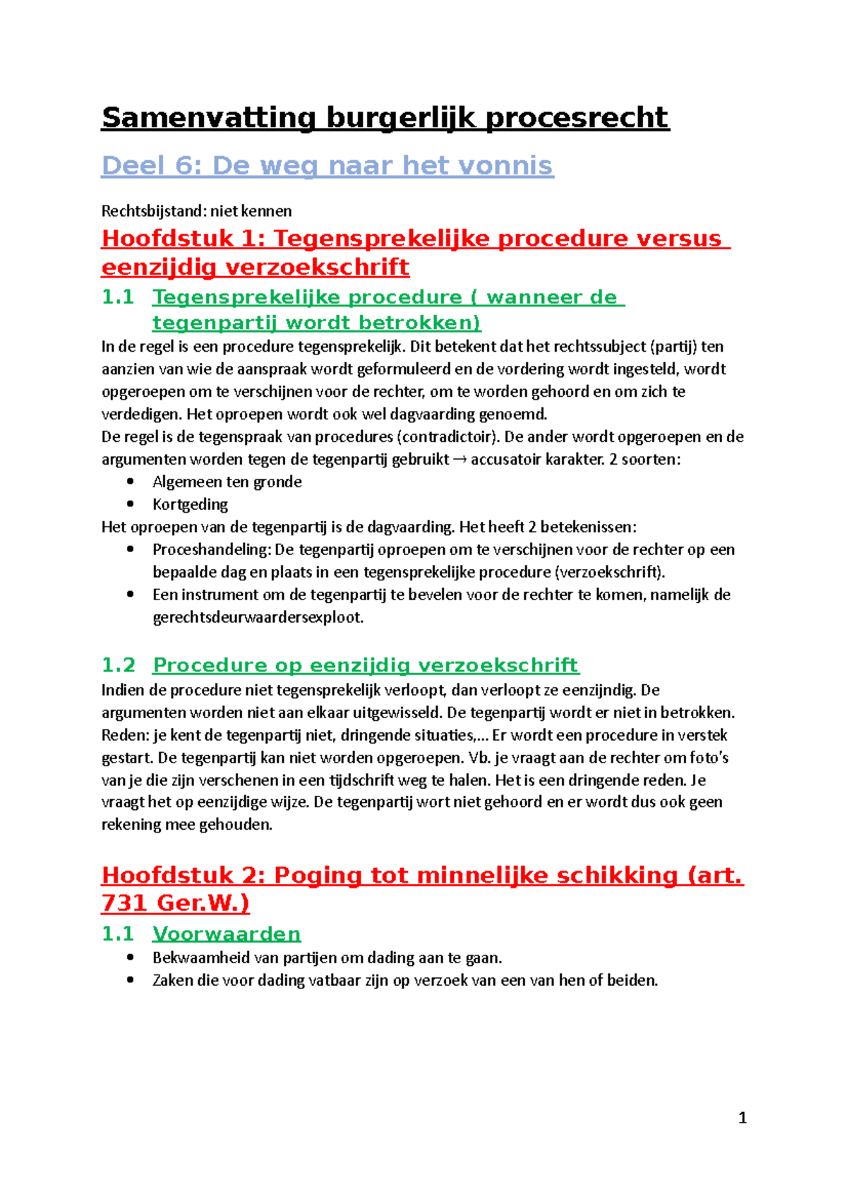 Samenvatting Burgerlijk Procesrecht - Hoofdstuk 1-13, 15 - Samenvatting ...