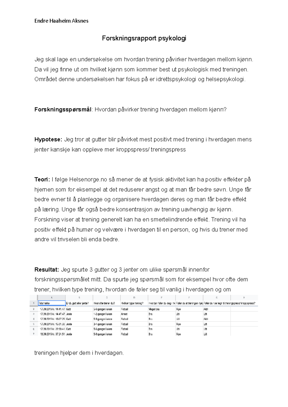 Forskningsrapport Psykologi - Endre Haaheim Aksnes Forskningsrapport ...