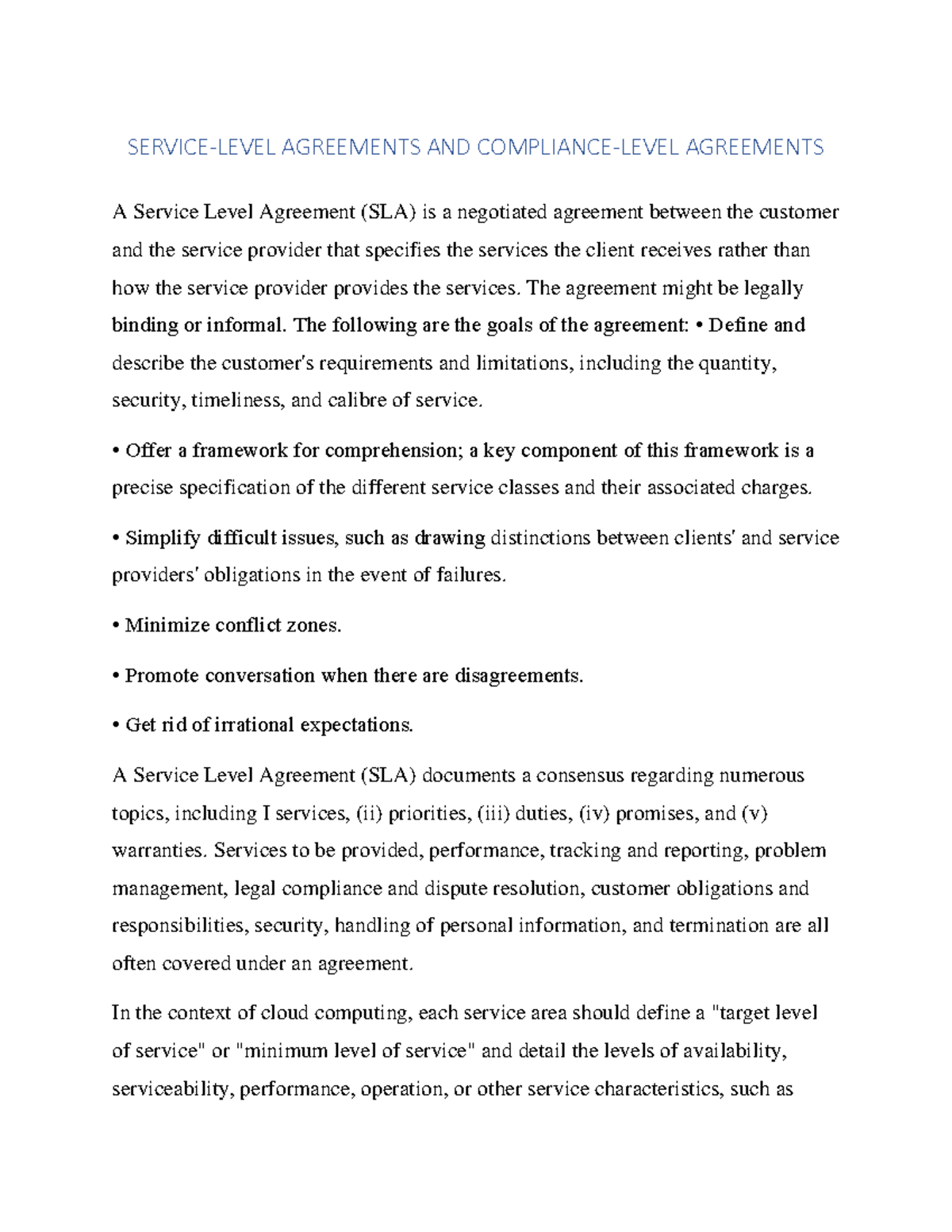Service- Level Agreements AND Compliance- Level - SERVICE-LEVEL ...