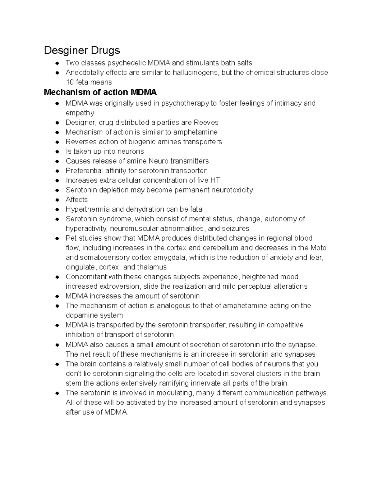 Designer drugs summary pharm exam 2 - Desginer Drugs Two classes ...