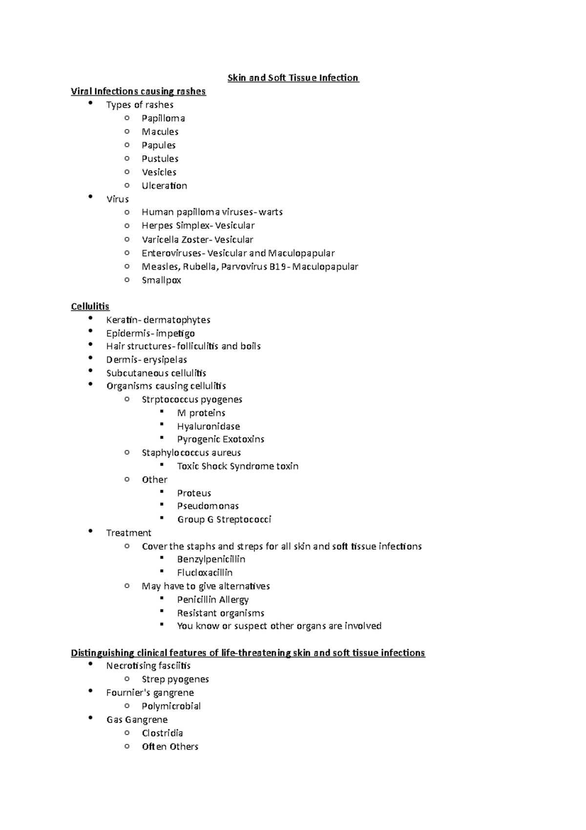 Skin and Soft Tissue Infection - Studocu
