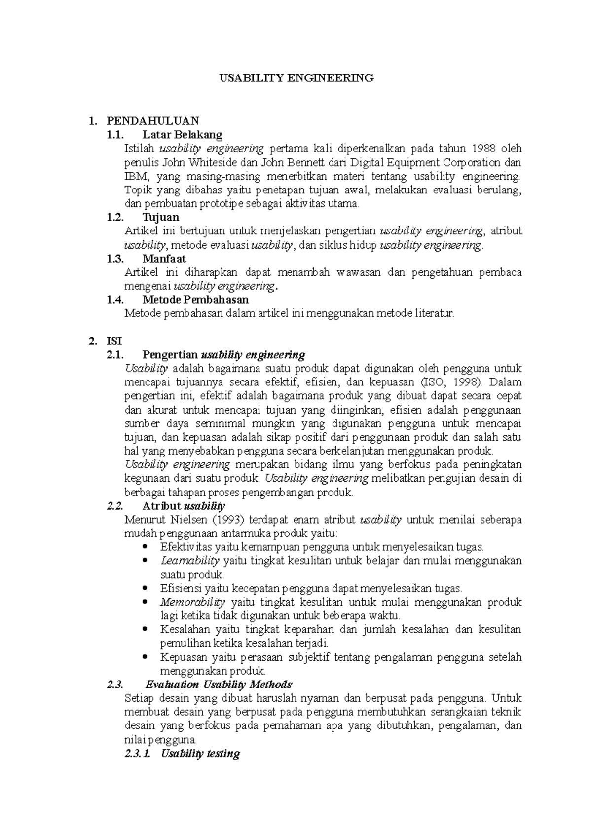 Resume Usability Engineering - USABILITY ENGINEERING 1. PENDAHULUAN ...