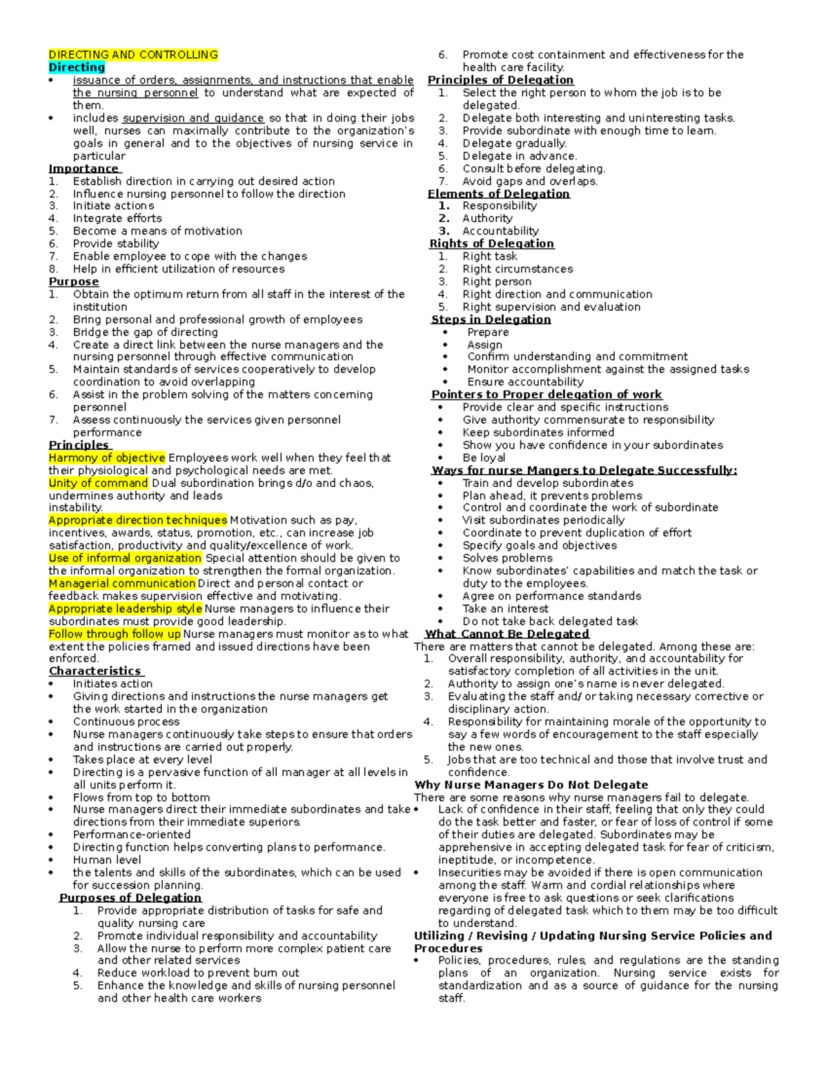 107 direct and controlling - DIRECTING AND CONTROLLING Directing ...