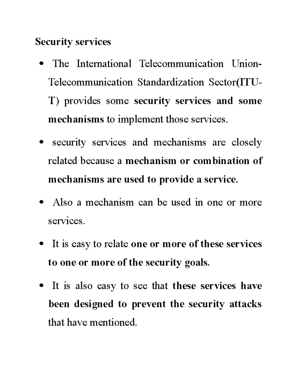 Security services security services and mechanisms are closely