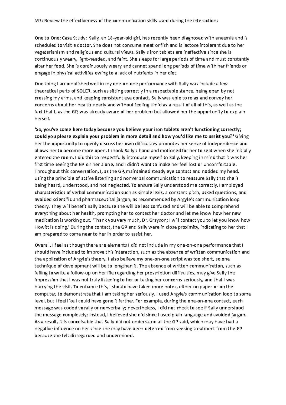 M3 hjbj M3 Review the effectiveness of the communication skills