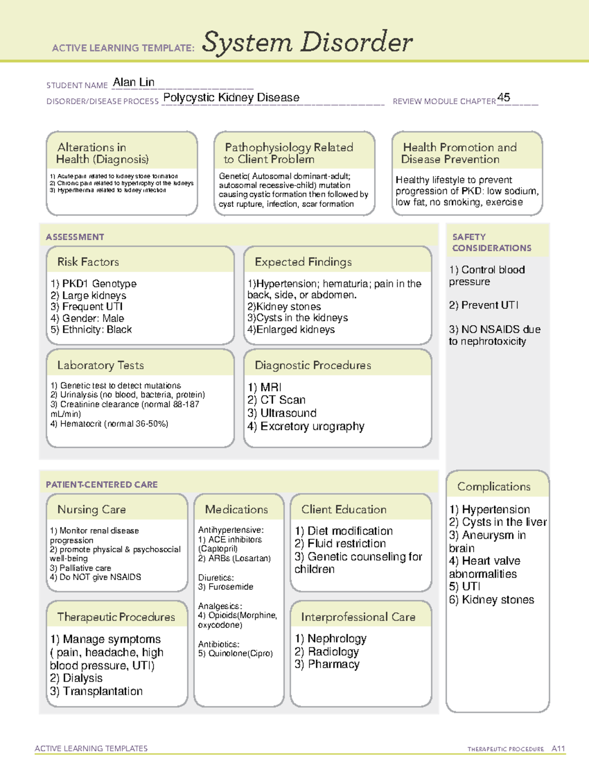 Alan LinATI System Disorder Polycystic Kidney DiseaseNURS113 ACTIVE