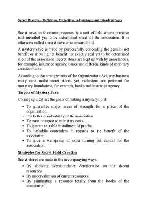 Secret Reserve Definition, Objectives, Advantages and Disadvantages