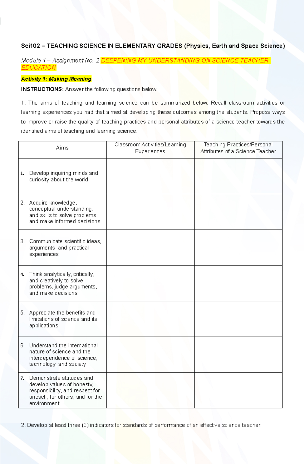 File 3 Assignment Sci102 TEACHING SCIENCE IN ELEMENTARY GRADES