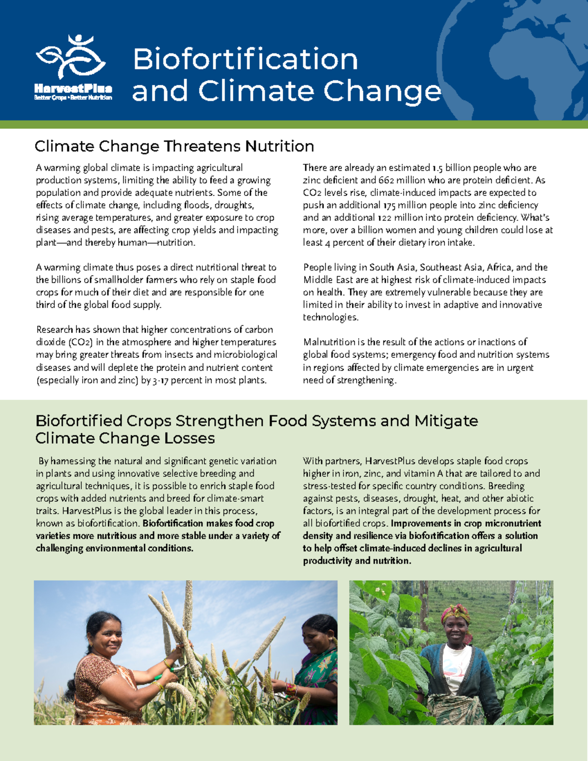 Climate Change and Biofortification - Biofortification and Climate ...