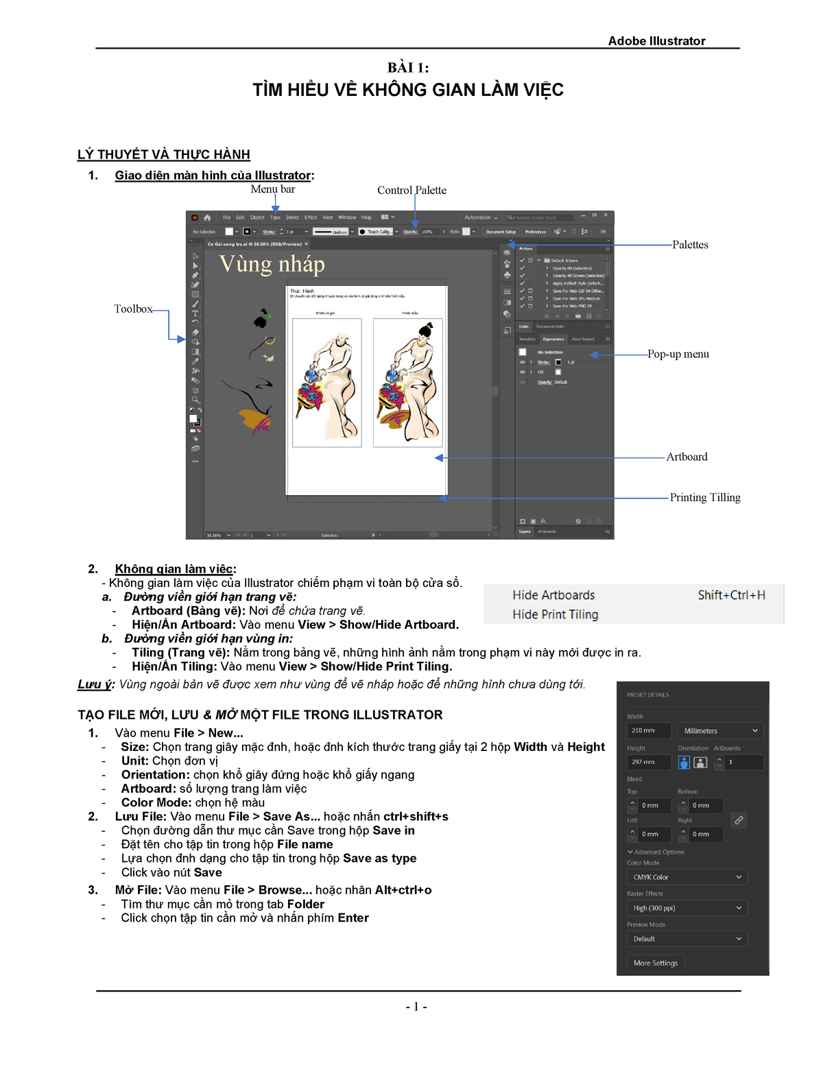 Thiết Kế Giao Diện Buổi 1 - Adobe Illustrator BÀI 1: TÌM HIỂU VỀ KHÔNG ...