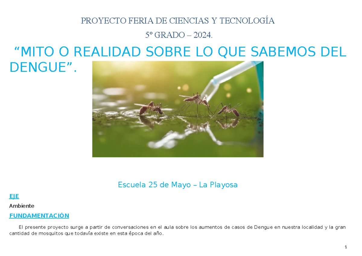 5º Grado Proyecto Feria DE Ciencias Y Tecnología 2024 - PROYECTO FERIA ...