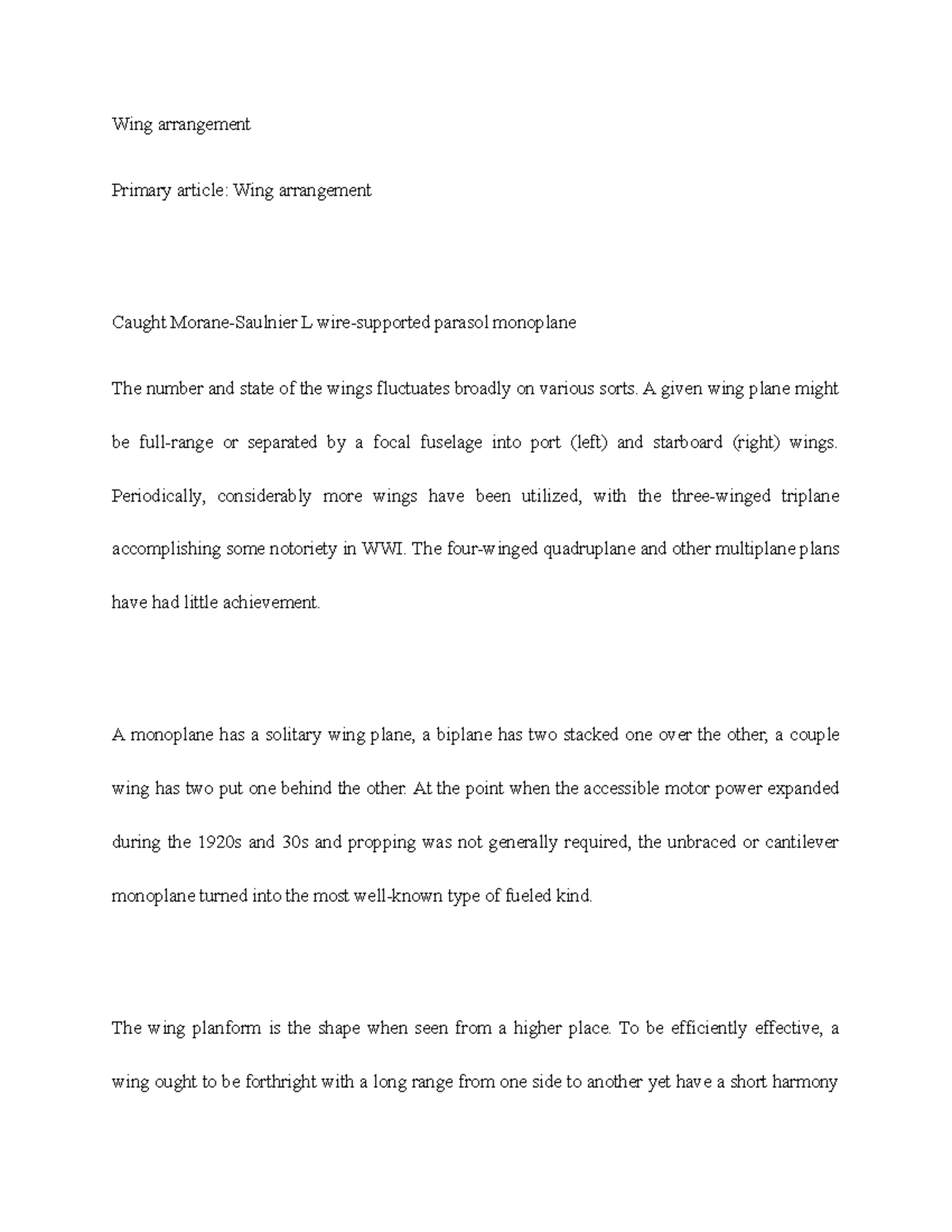 Wing arrangement - lecture for the aircraft - Wing arrangement Primary ...
