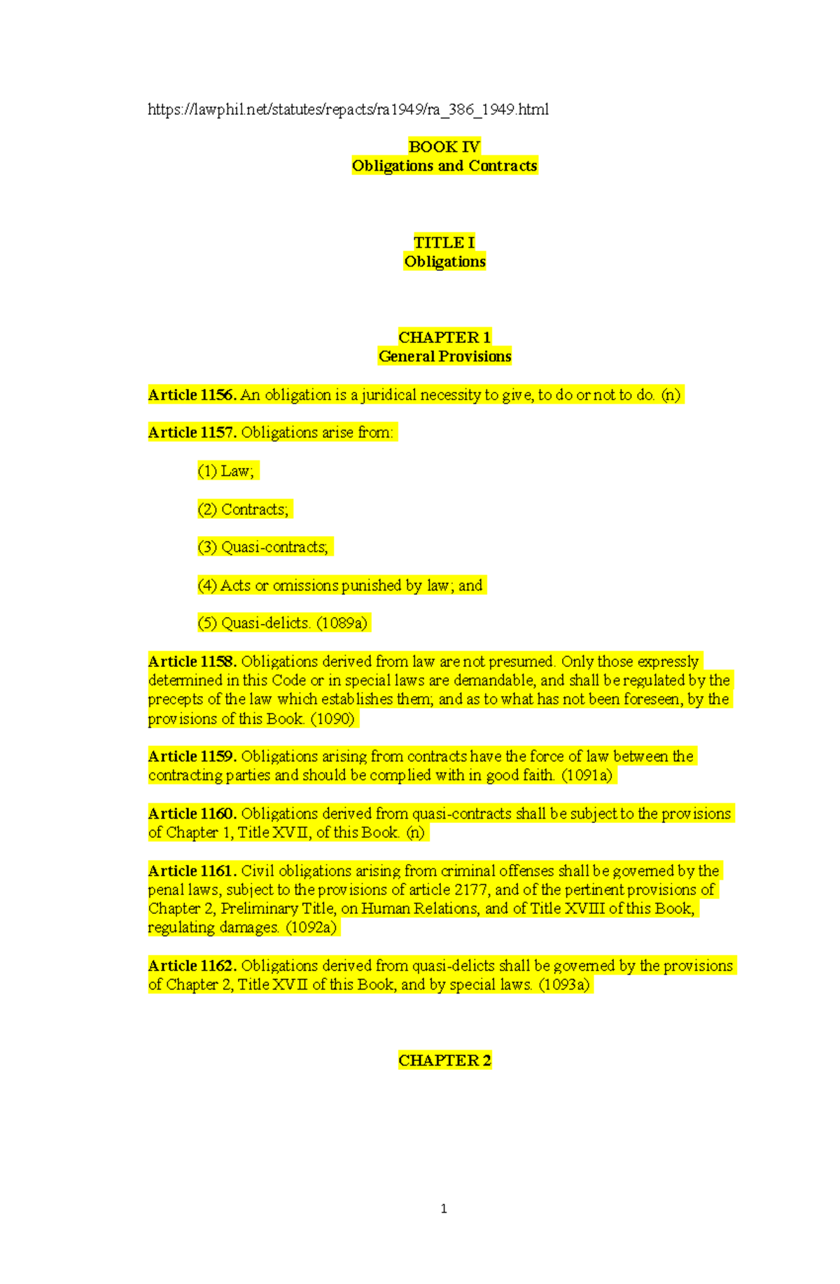 Codal Obligations AND Contracts - lawphil/statutes/repacts/ra1949/ra ...