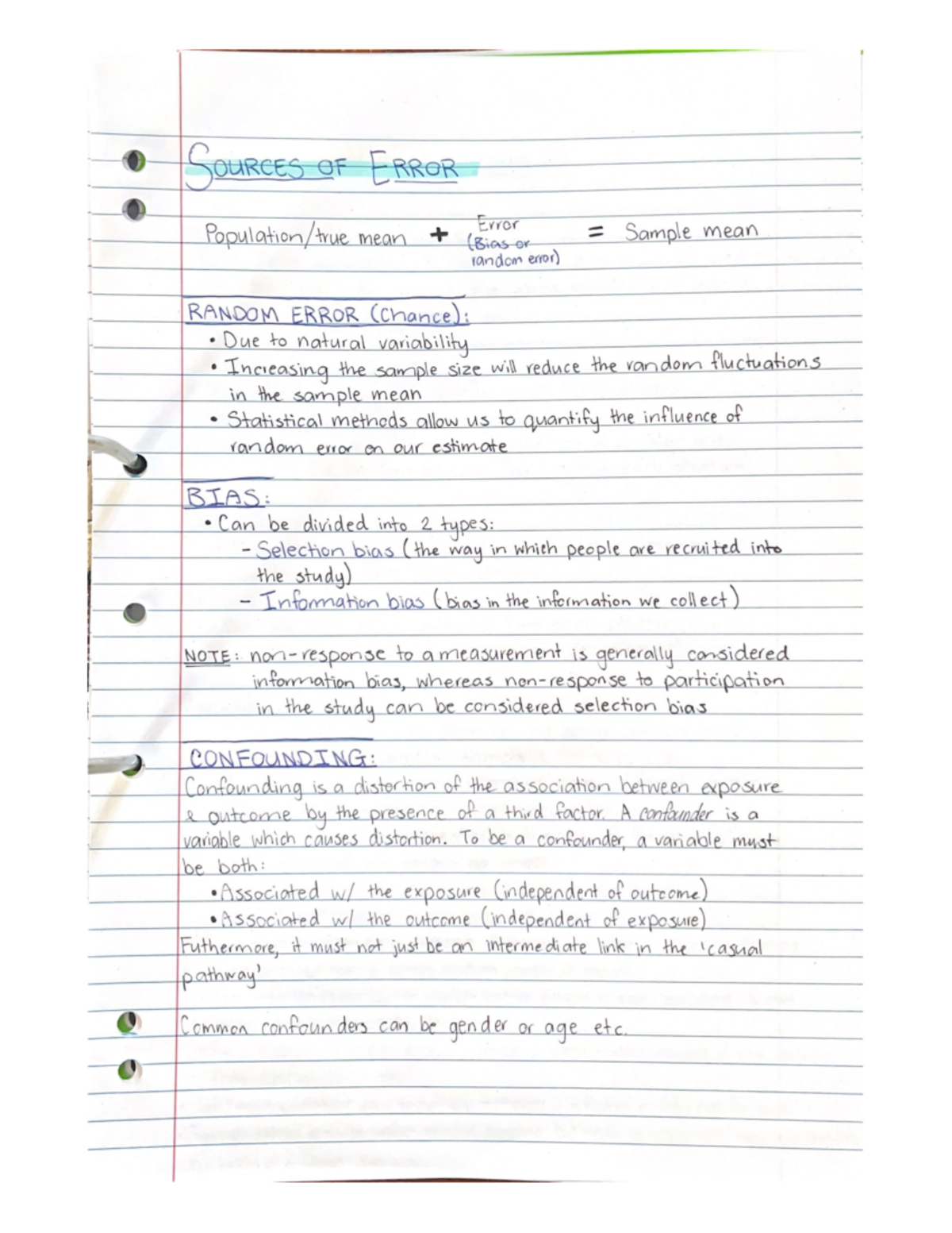 STAT110 Sources Of Error - Statistical Methods - Studocu