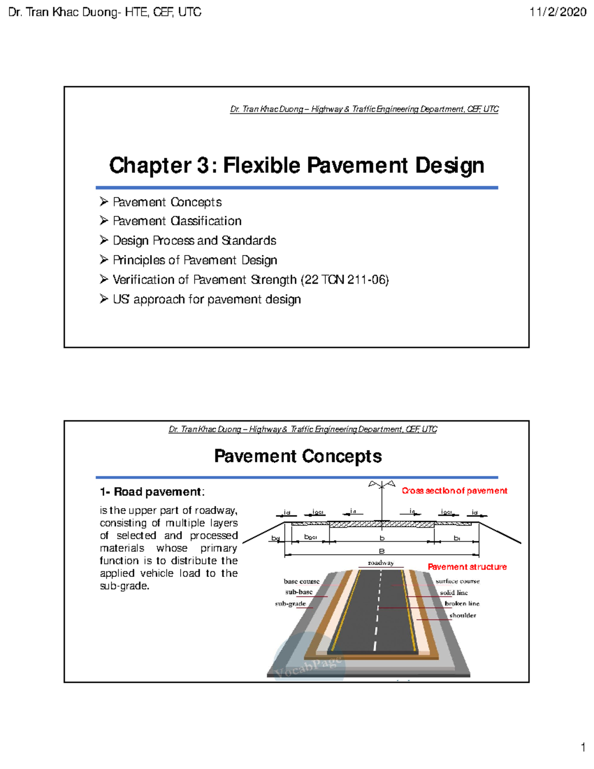 Advanced Highway and Pavement Engineering Part 3 in - Dr. Tran Khac ...