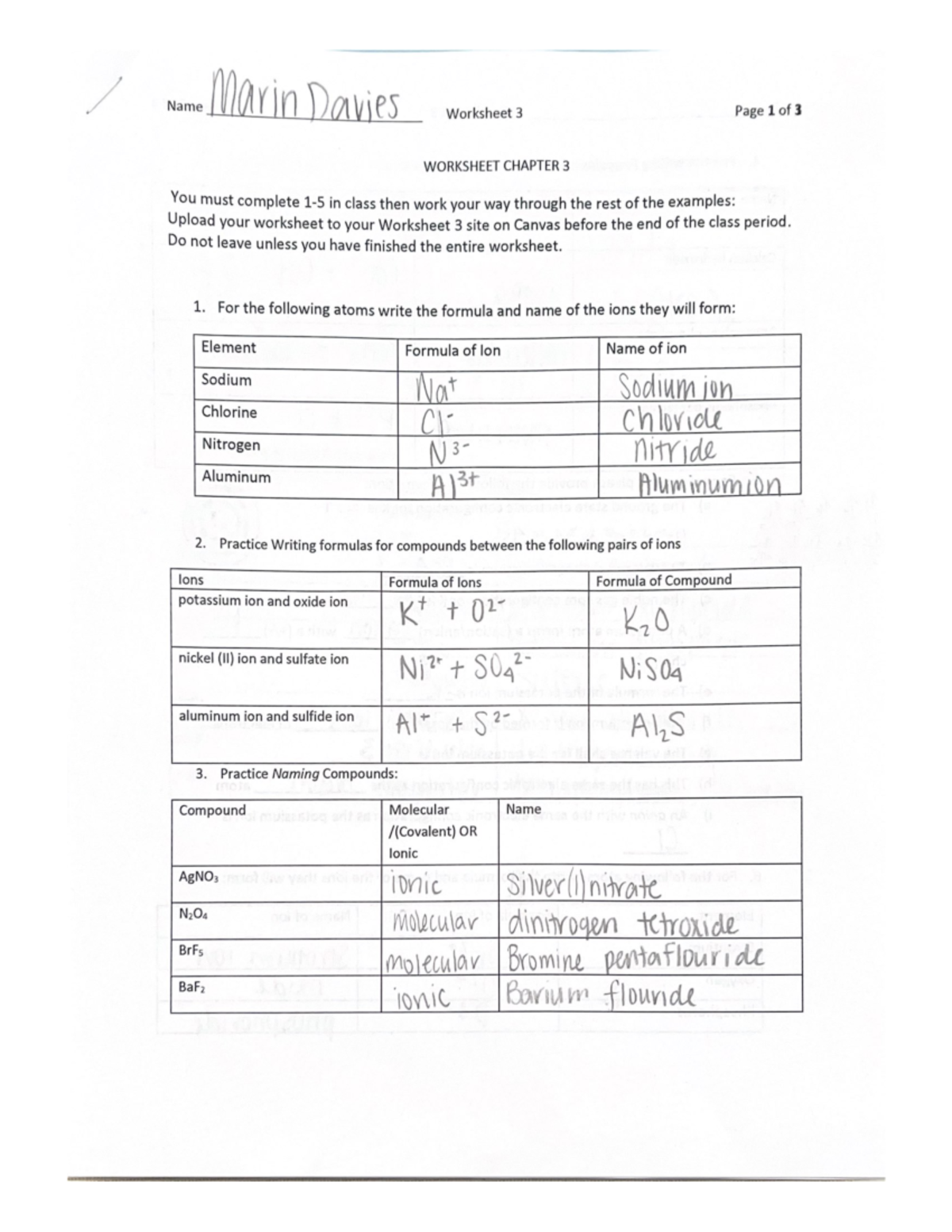 chem 101 chapter 3 homework