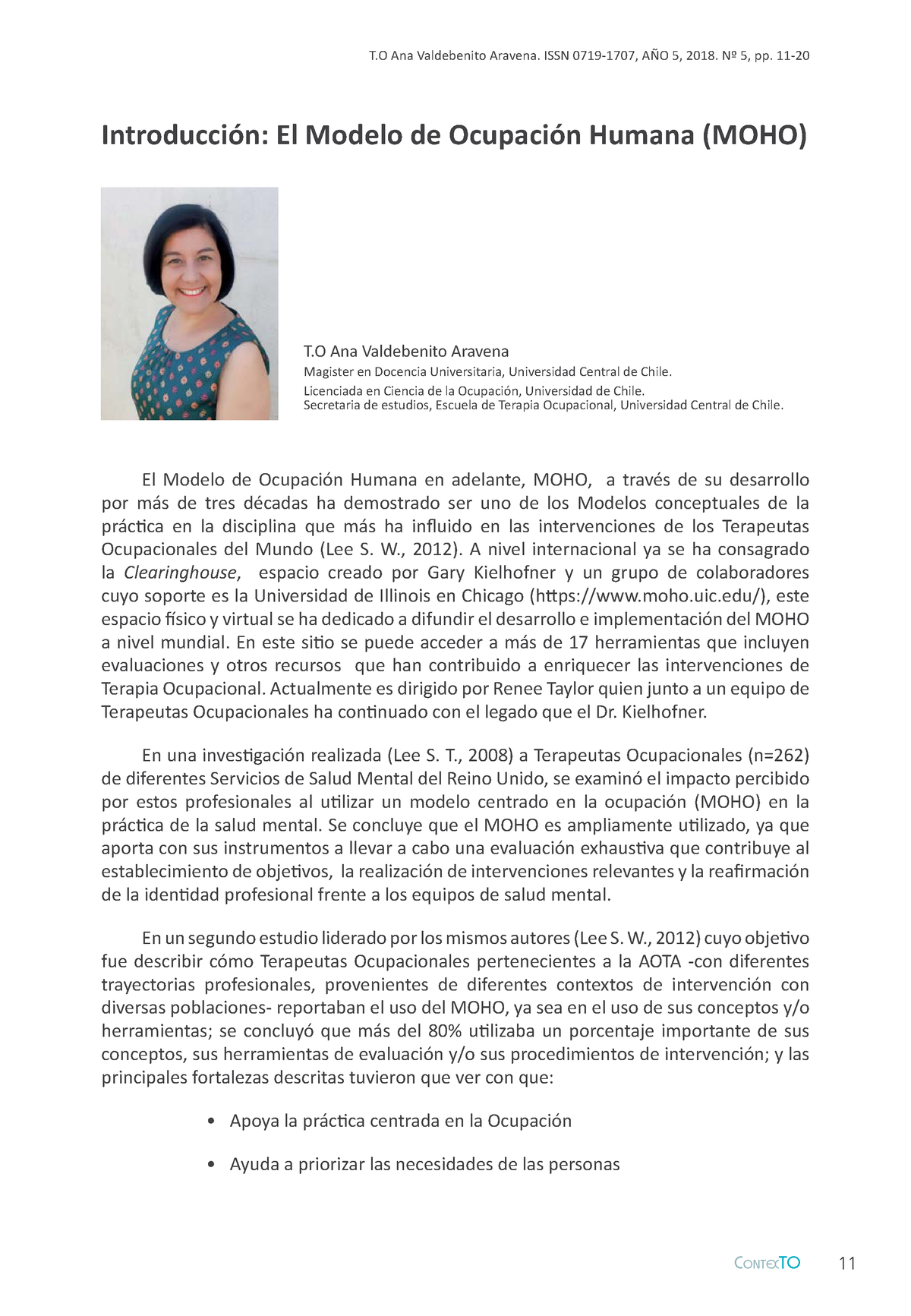 RCTX05 01 - modelo canadiense - Contexto 11 Introducción: El Modelo de  Ocupación Humana (MOHO) T Ana - Studocu