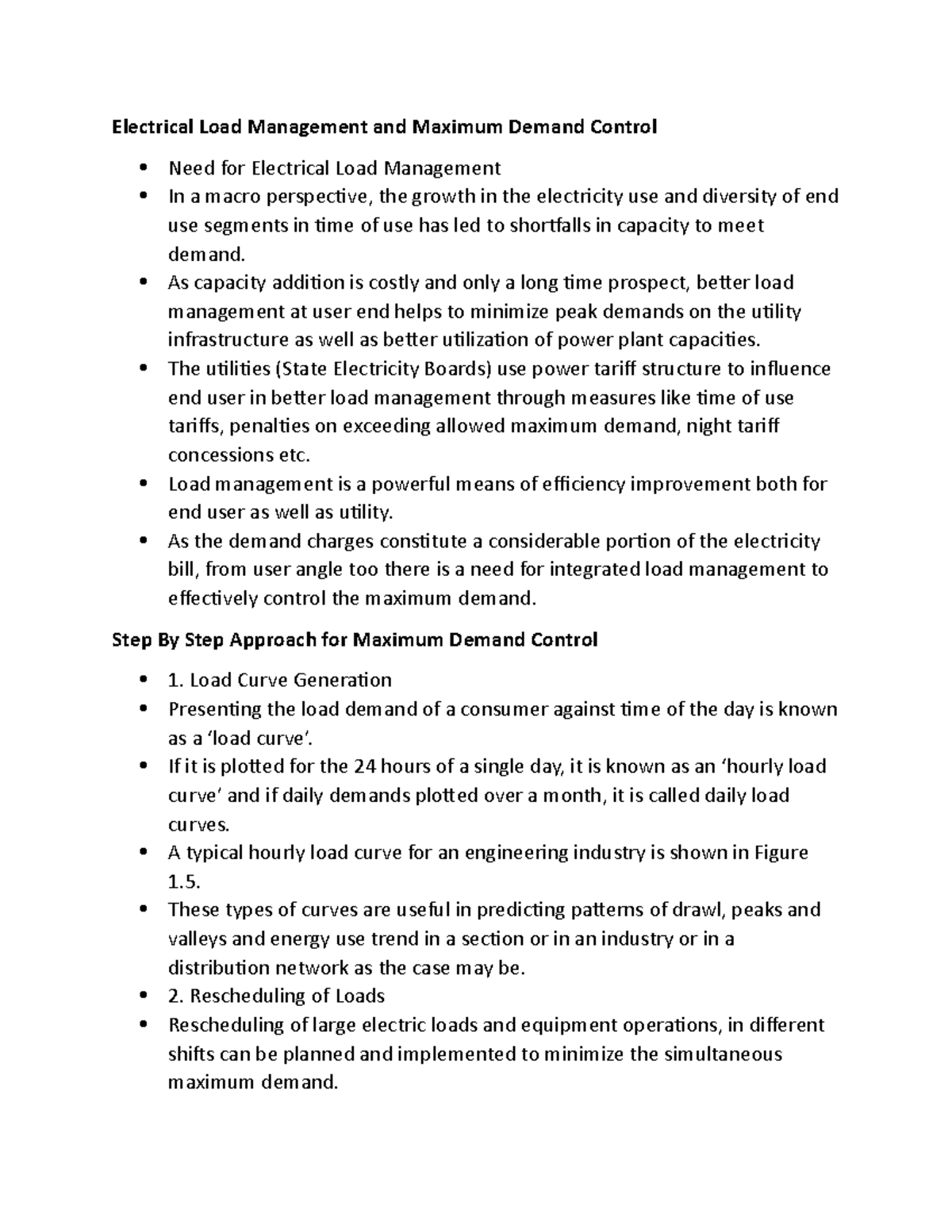 Electrical Load Management and Maximum Demand Control - As capacity ...