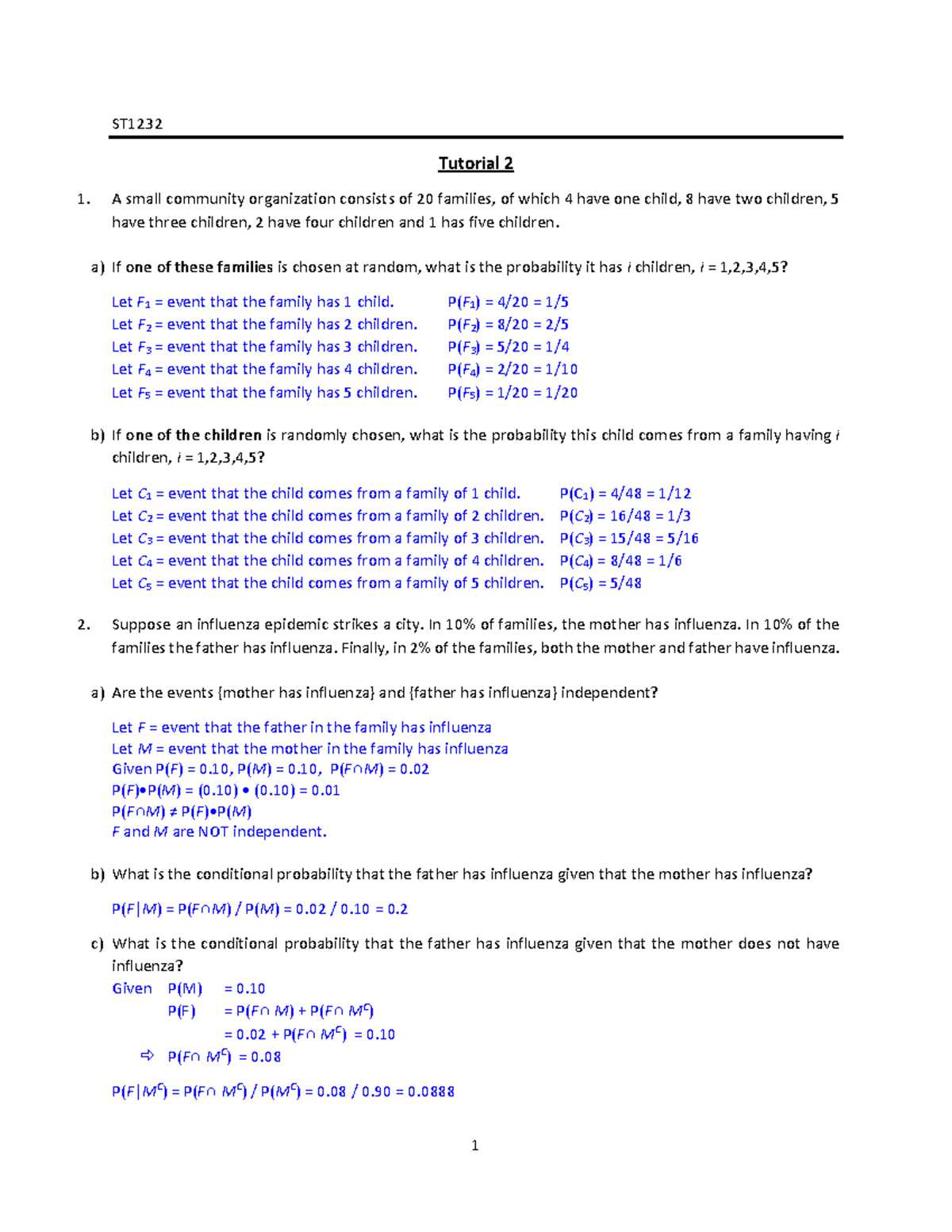 ST1232 Tutorial 2 solution - Warning: TT: undefined function: 32 ST1232 ...