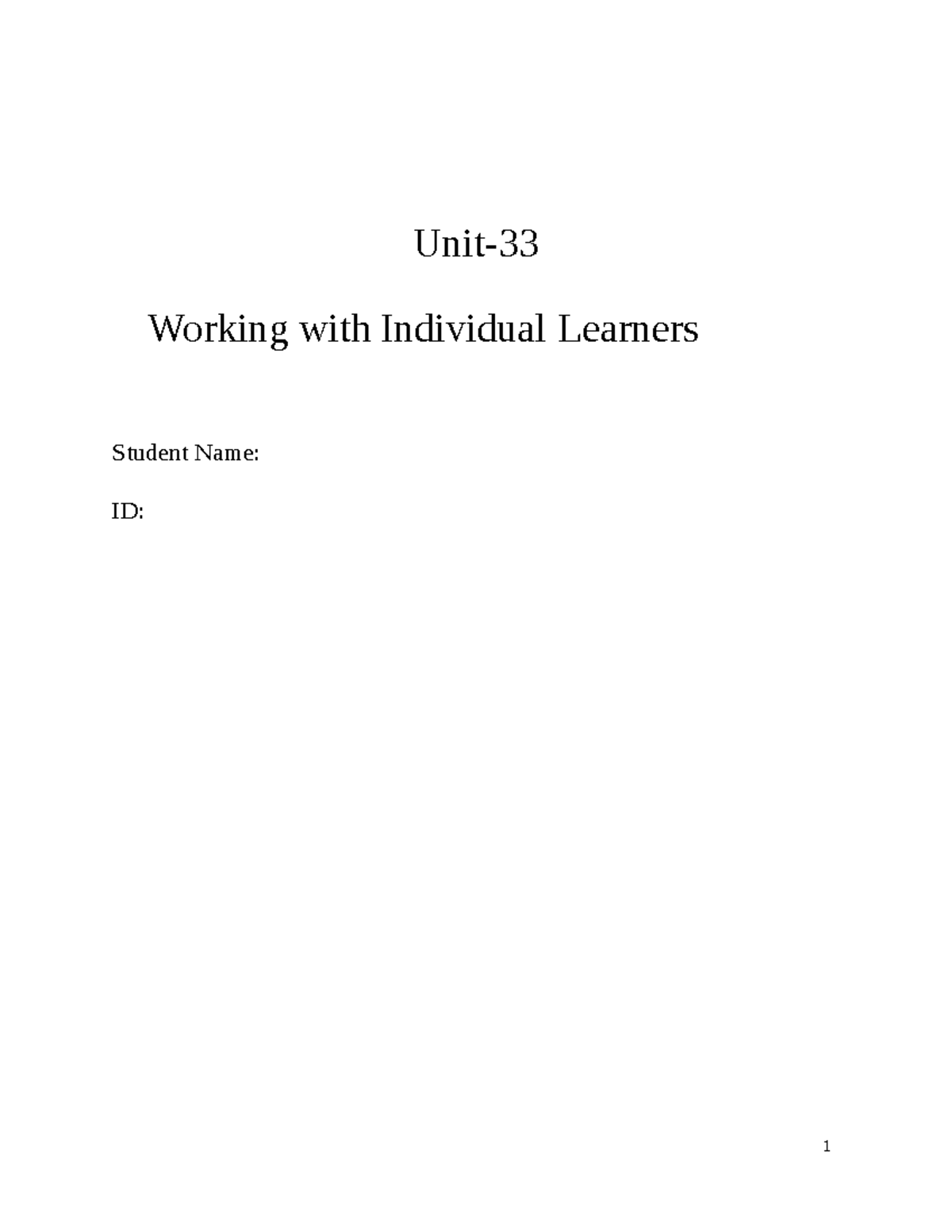 Abdus Bashir LSC IT UNIT 33 Working with Individual Learners - 1 Unit ...