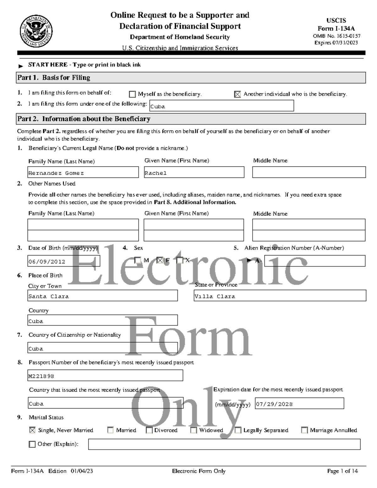 I-134A - alamaána siguiente - Electronic Form Only Online Request to be ...